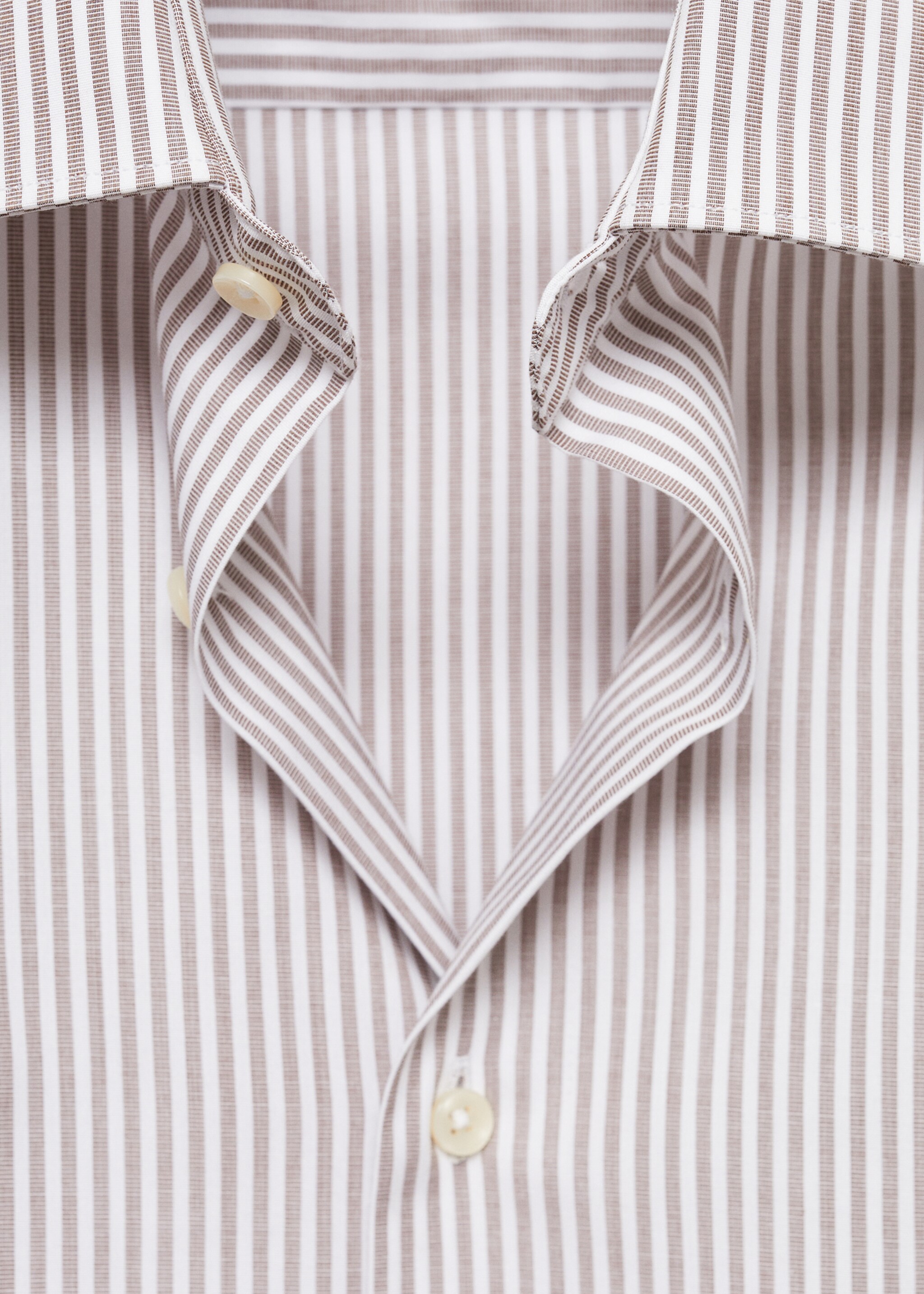Slim fit fine-striped cotton shirt - Details of the article 8, Brown. Ref: 77064448-00.