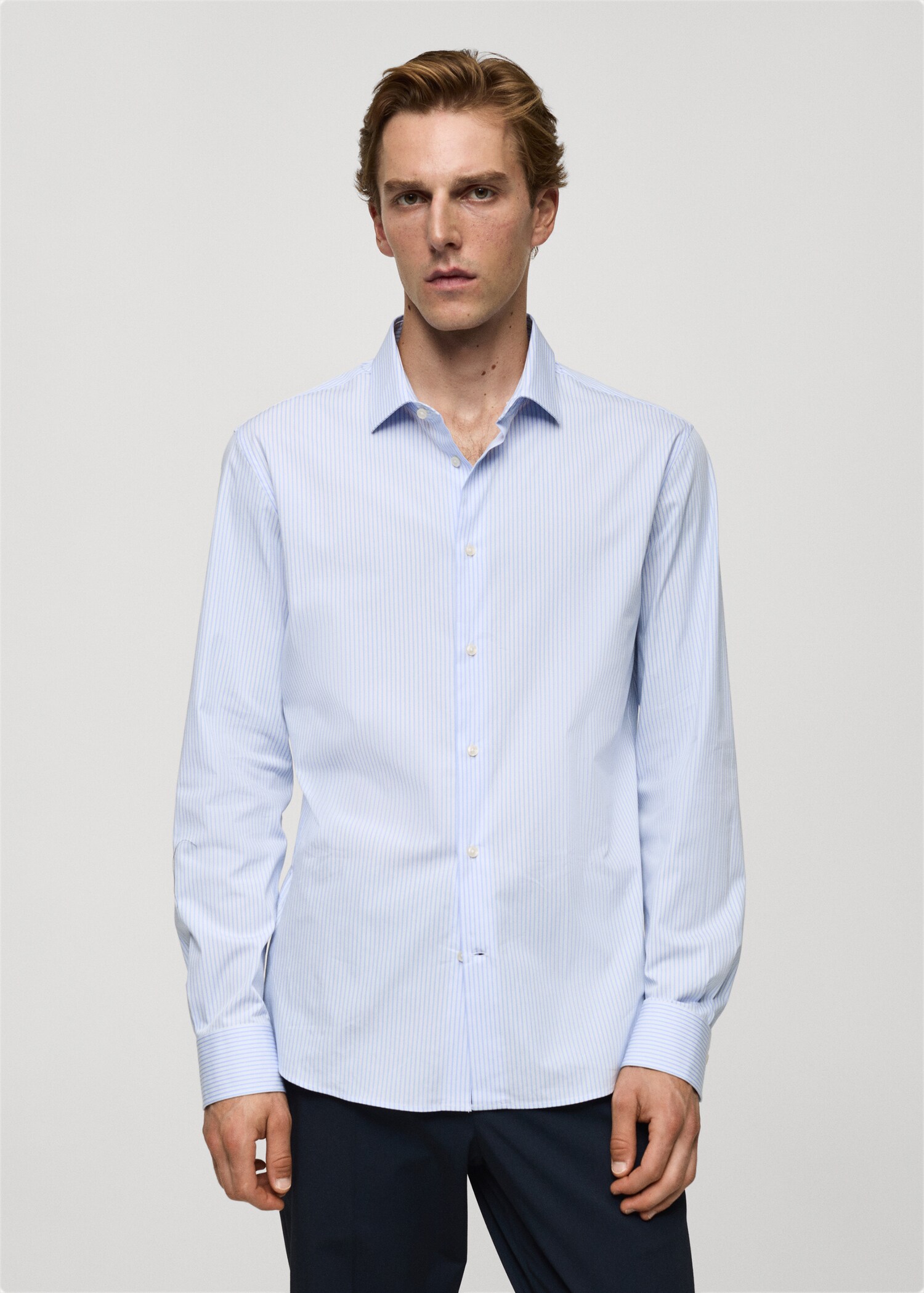 Slim fit fine-striped cotton shirt - Medium plane