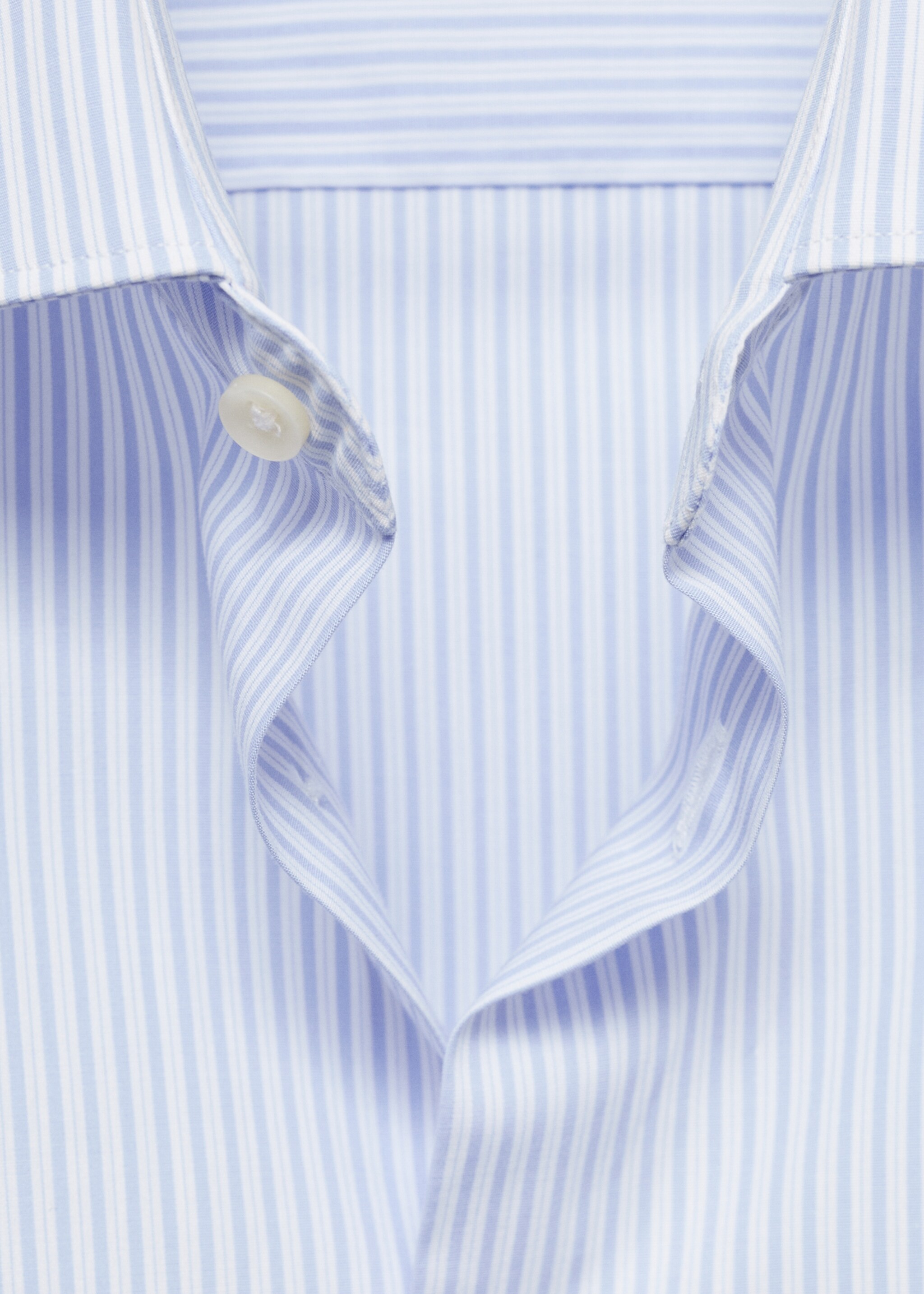 Slim fit fine-striped cotton shirt - Details of the article 8, Sky Blue. Ref: 77064448-00.