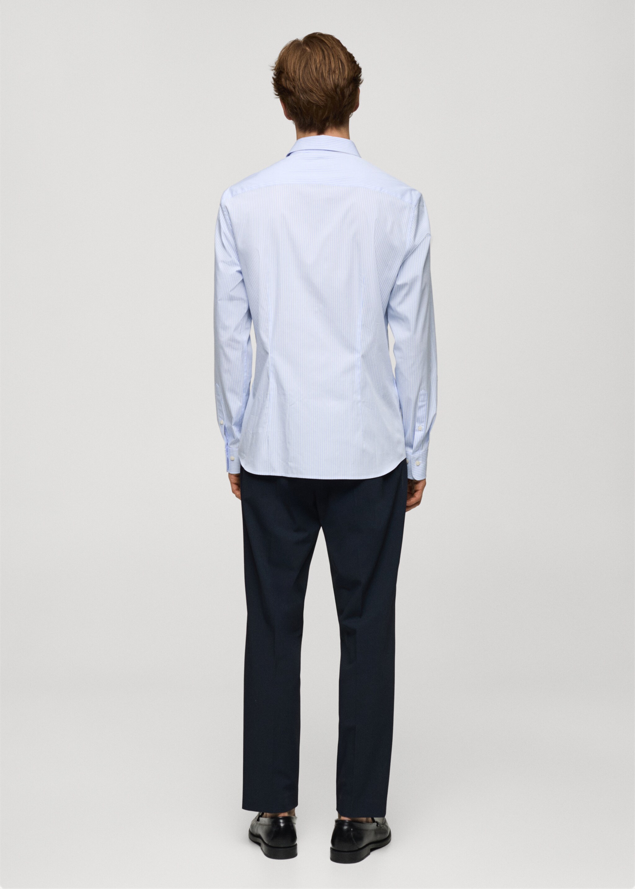 Slim fit fine-striped cotton shirt - Reverse of the article, Sky Blue. Ref: 77064448-00.