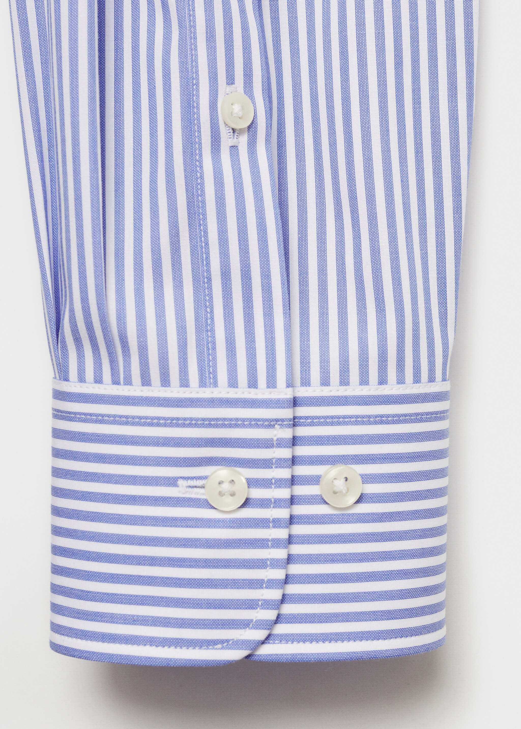 Slim fit fine-striped cotton shirt - Details of the article 0, Blue. Ref: 77064448-00.