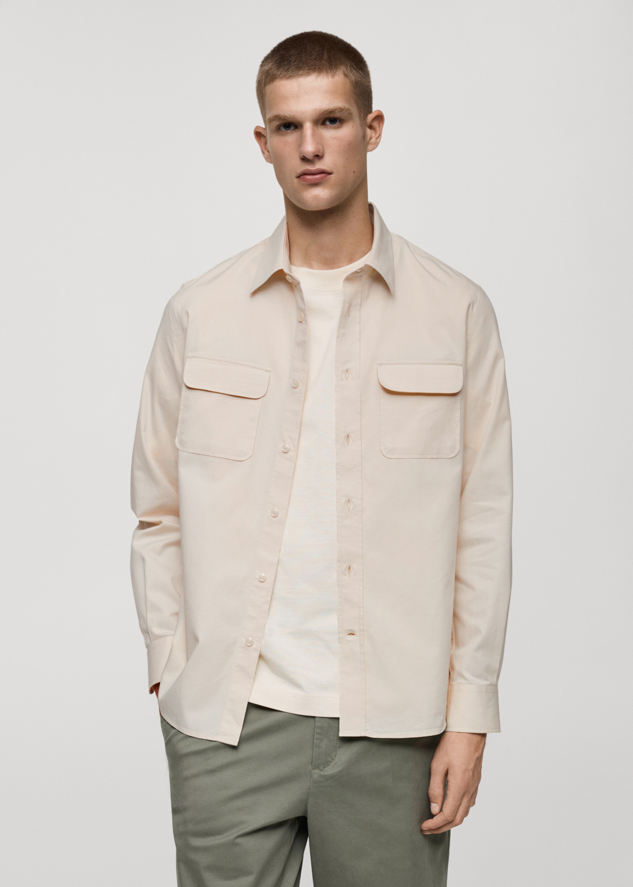 Sobrecamisa twill algodón bolsillos - Plano medio