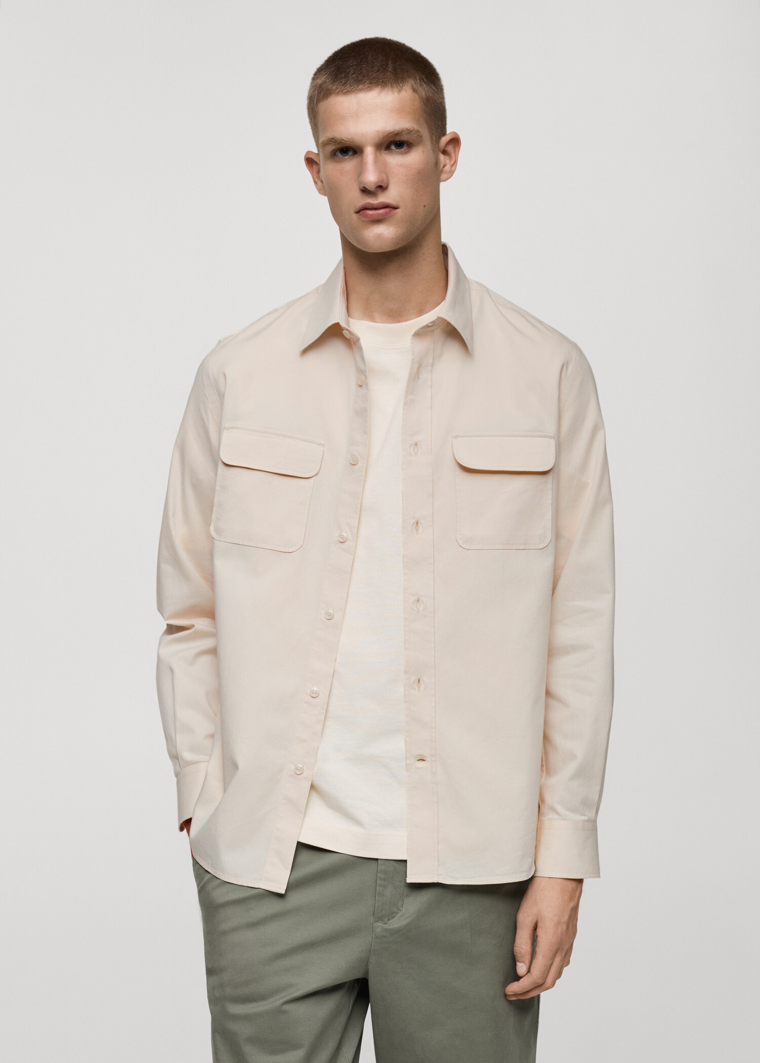 Sobrecamisa twill algodón bolsillos - Plano medio