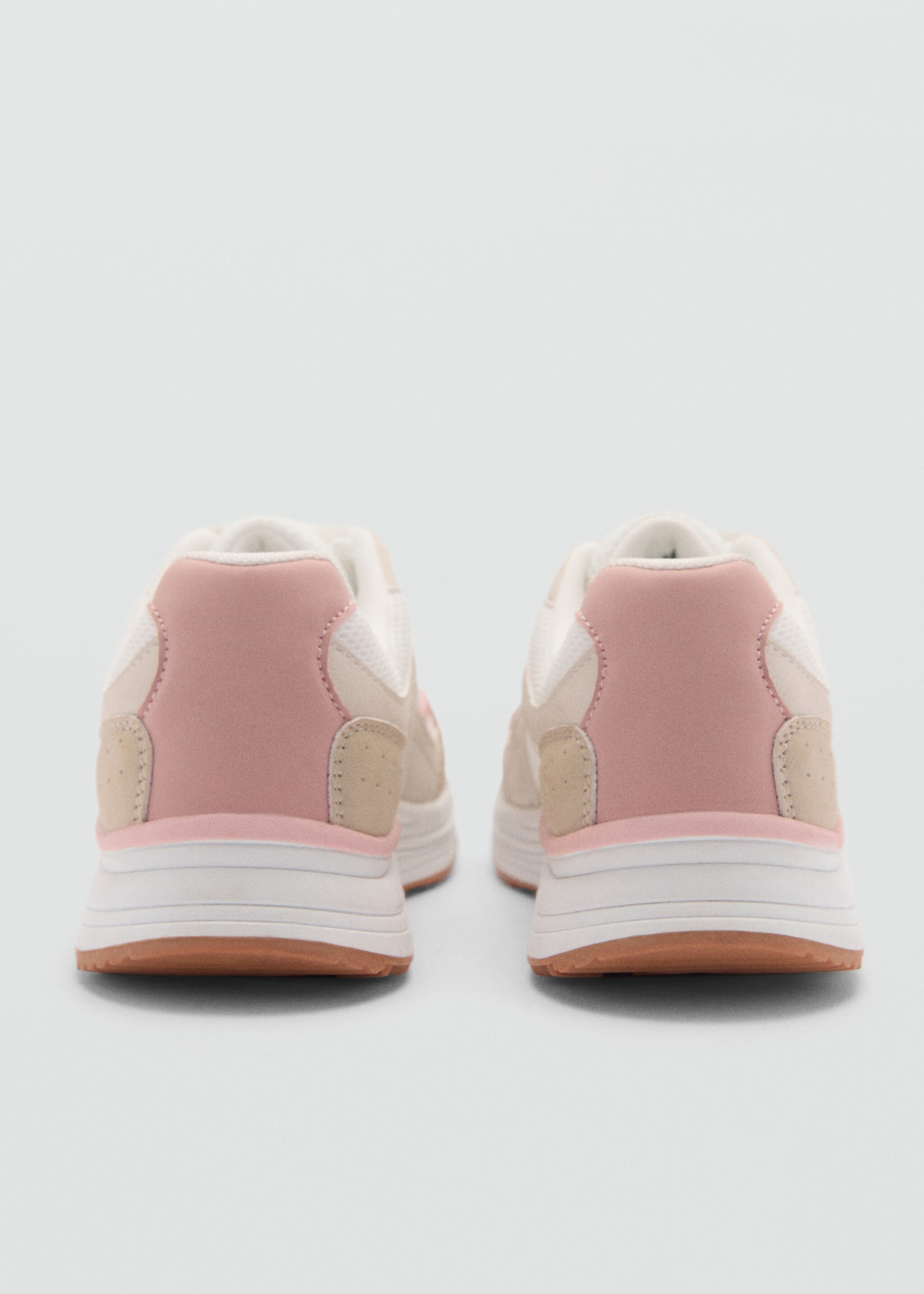 Lace-up mixed sneakers - Details of the article 1, Pale Pink. Ref: 77064758-00.