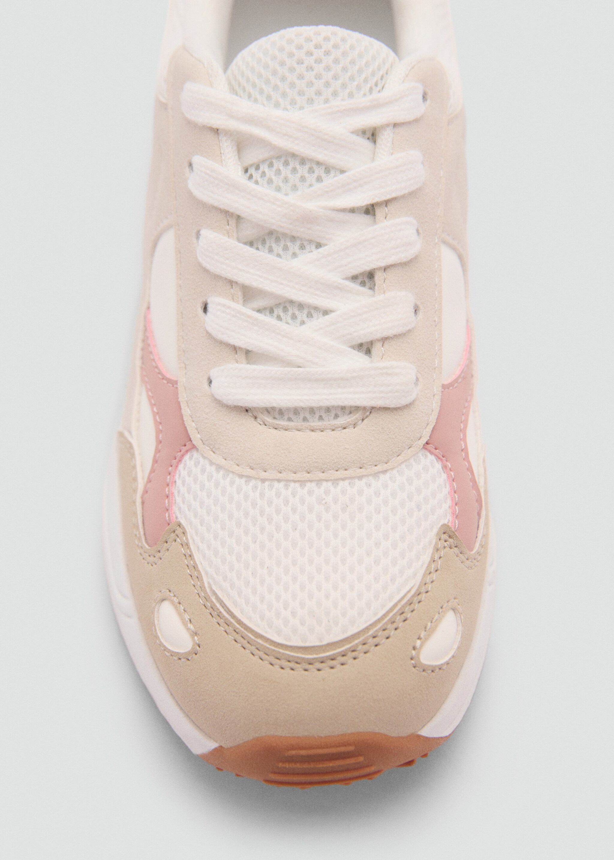 Lace-up mixed sneakers - Details of the article 2, Pale Pink. Ref: 77064758-00.