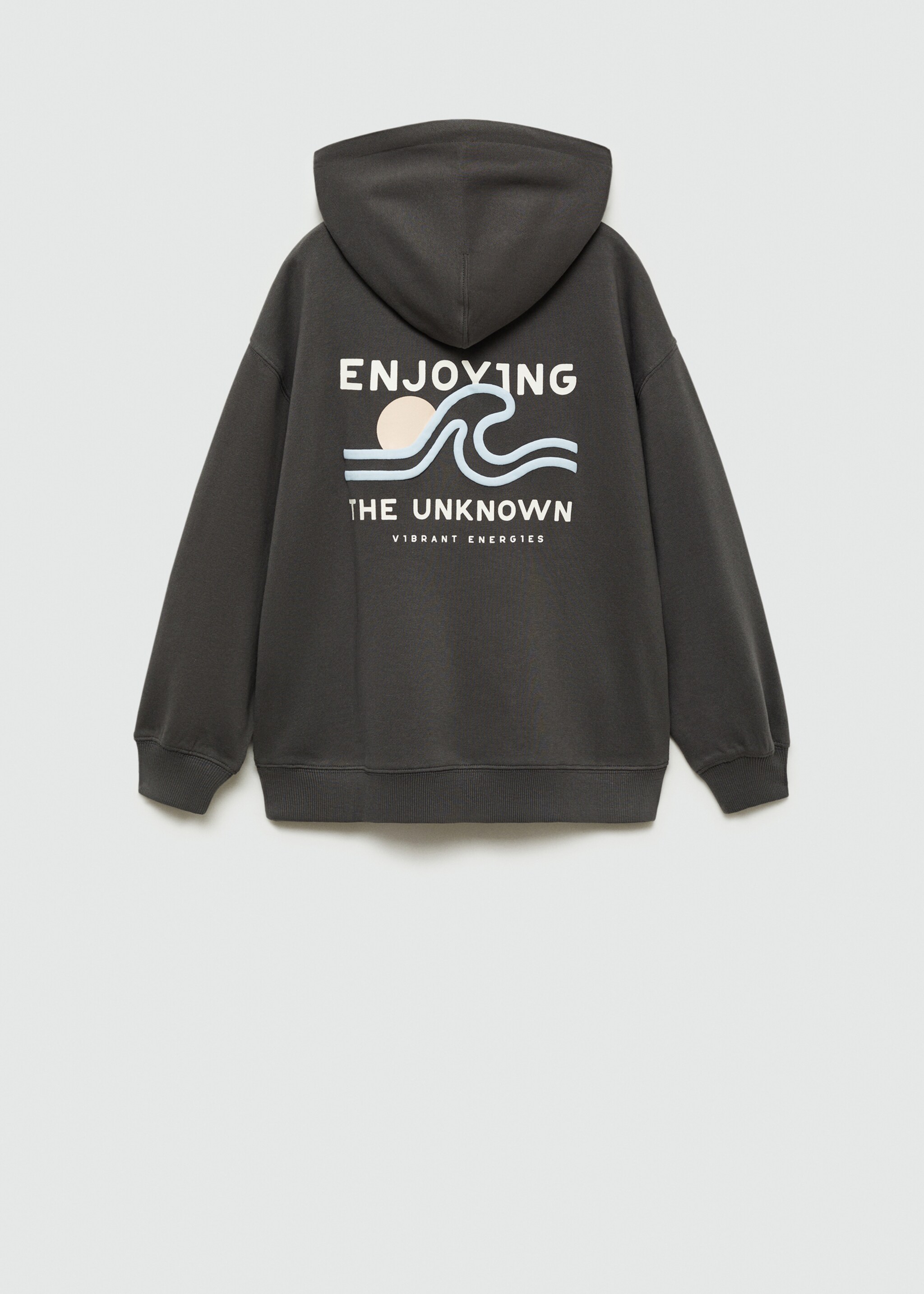Sudadera estampada capucha - Reverso del artículo, Gris antracita. Ref: 77064762-00.