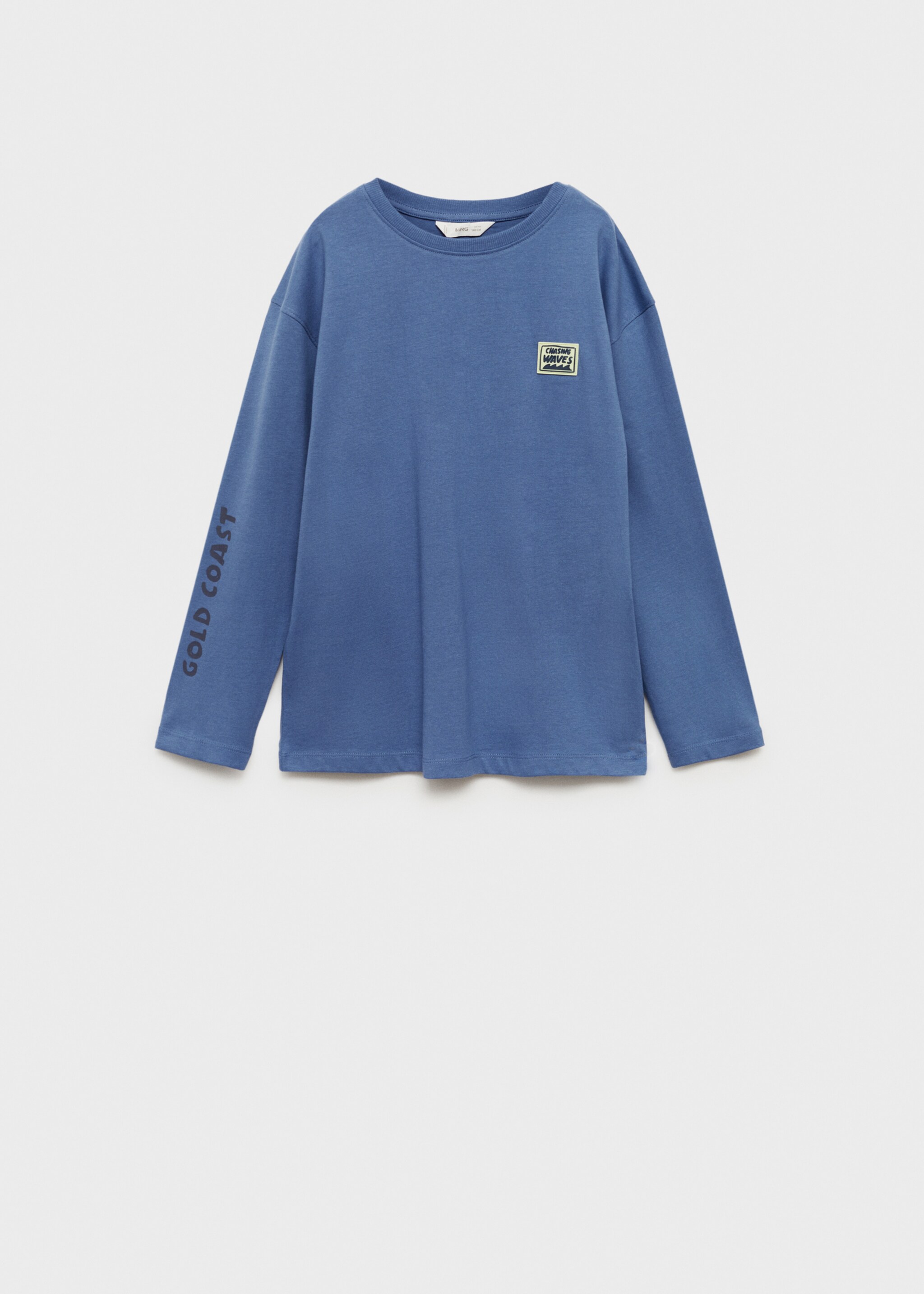 Printed long sleeve t-shirt - Article without model, Blue. Ref: 77064764-00.