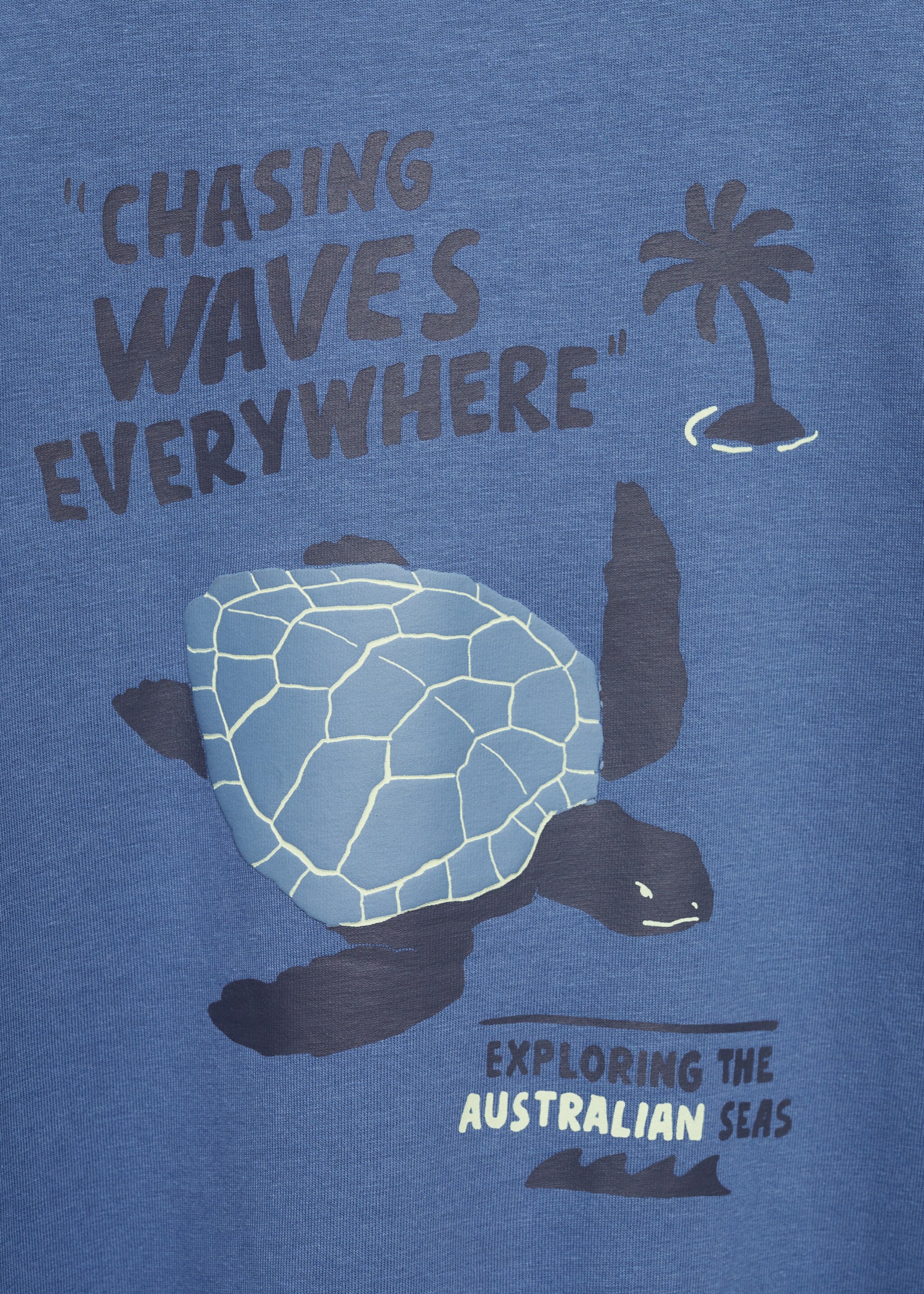 Printed long sleeve t-shirt - Details of the article 0, Blue. Ref: 77064764-00.