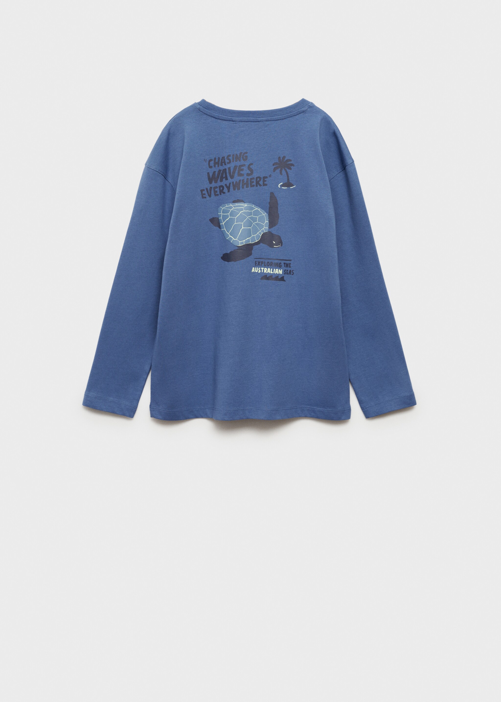 Printed long sleeve t-shirt - Reverse of the article, Blue. Ref: 77064764-00.