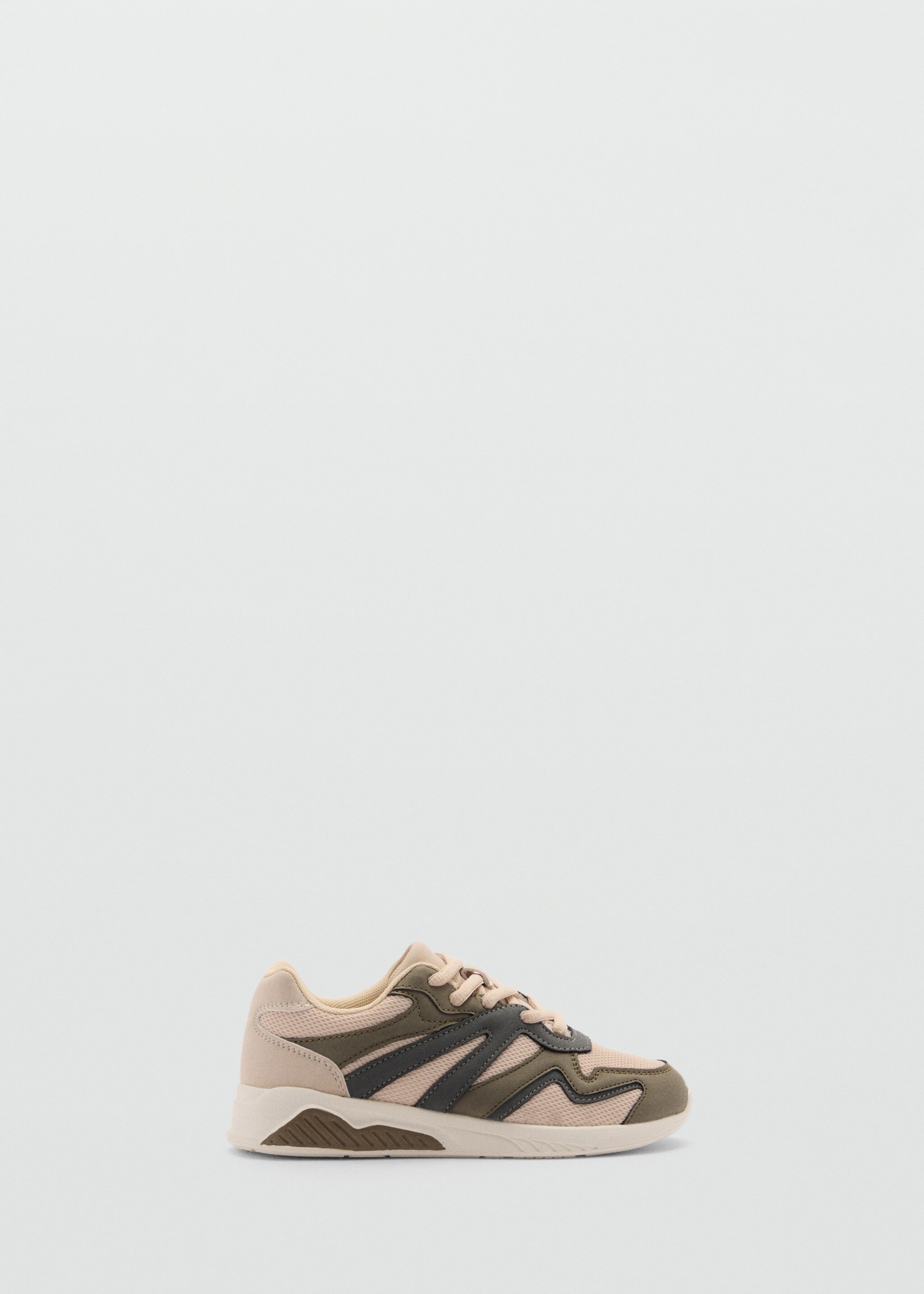 Lace-up mixed sneakers - Article without model, Khaki. Ref: 77064765-00.