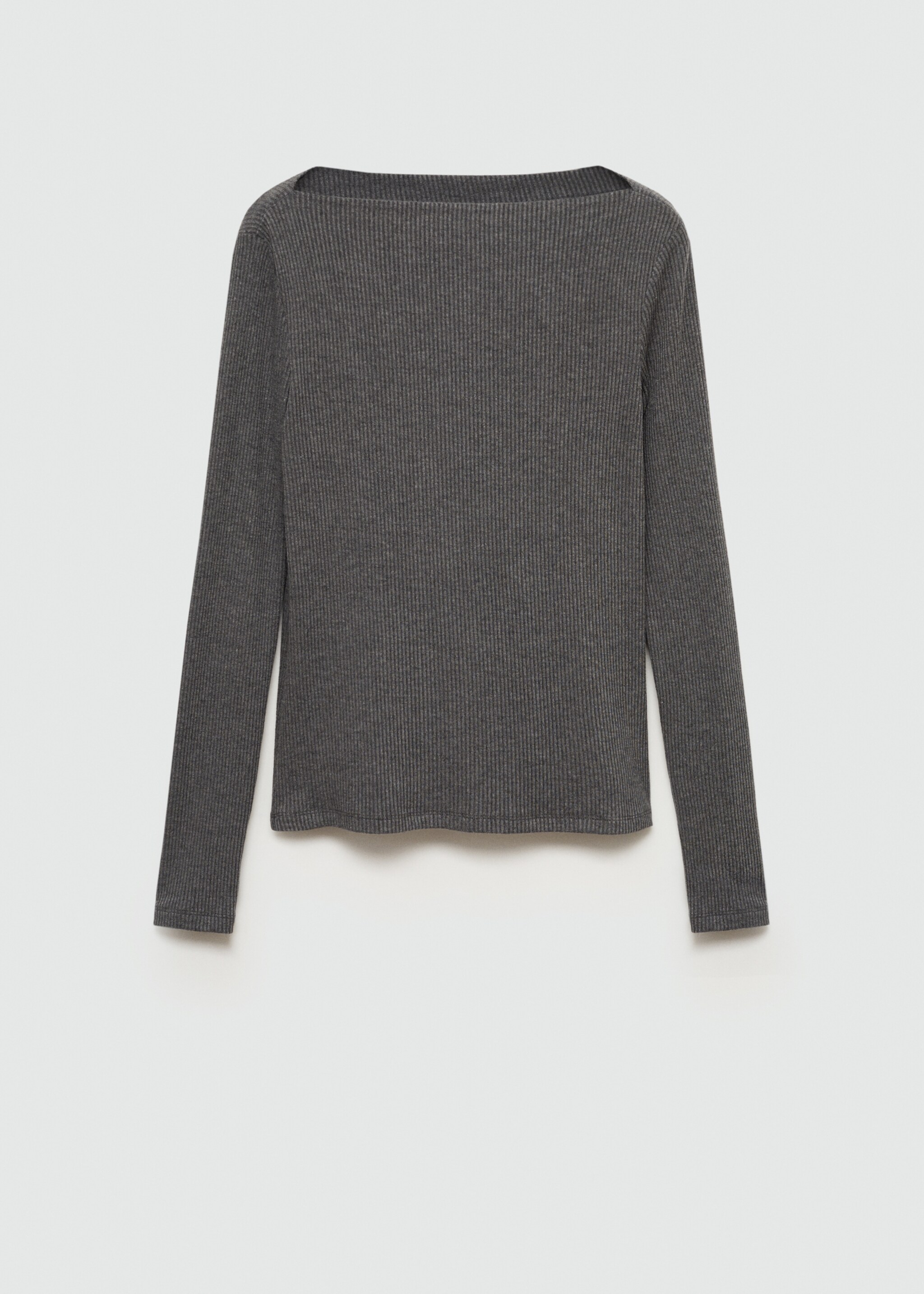 Long-sleeved knitted t-shirt - Article without model, Dark Heather Grey. Ref: 77064769-00.