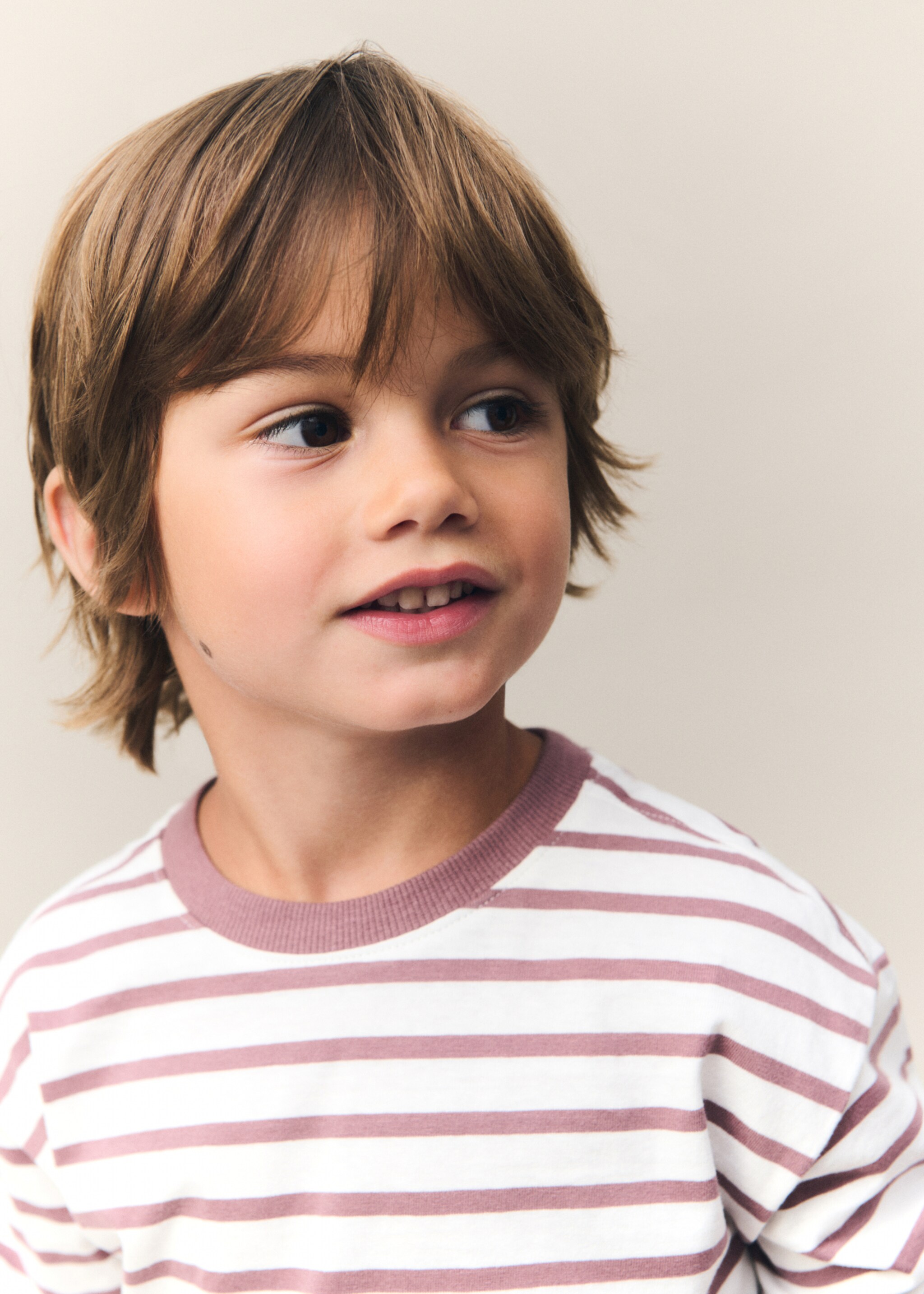 Striped cotton T-shirt - Details of the article 5, Burgundy. Ref: 77064775-00.