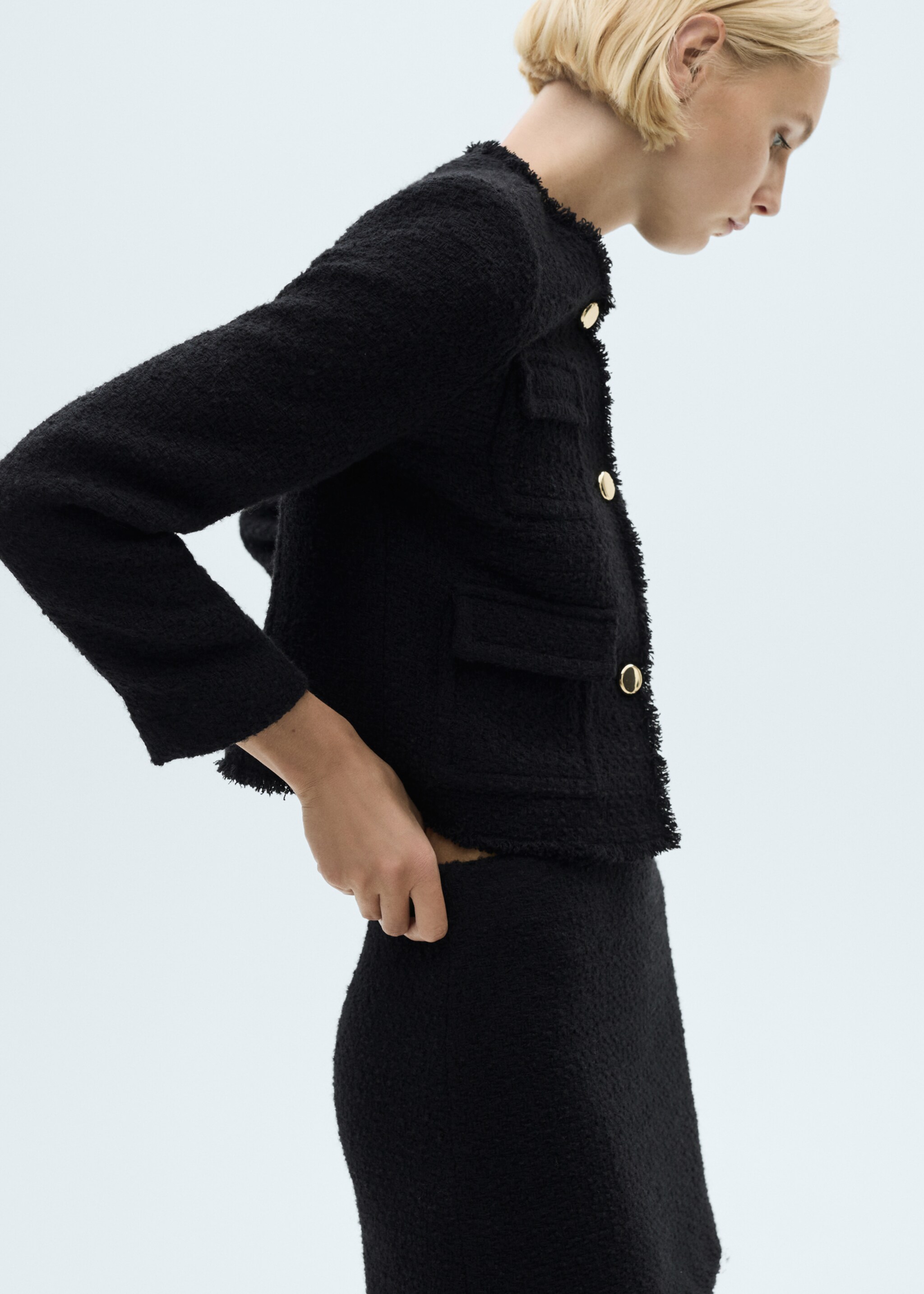 Faldilla curta tweed - Detall de l'article 1, Negre. Ref: 77064794-00.