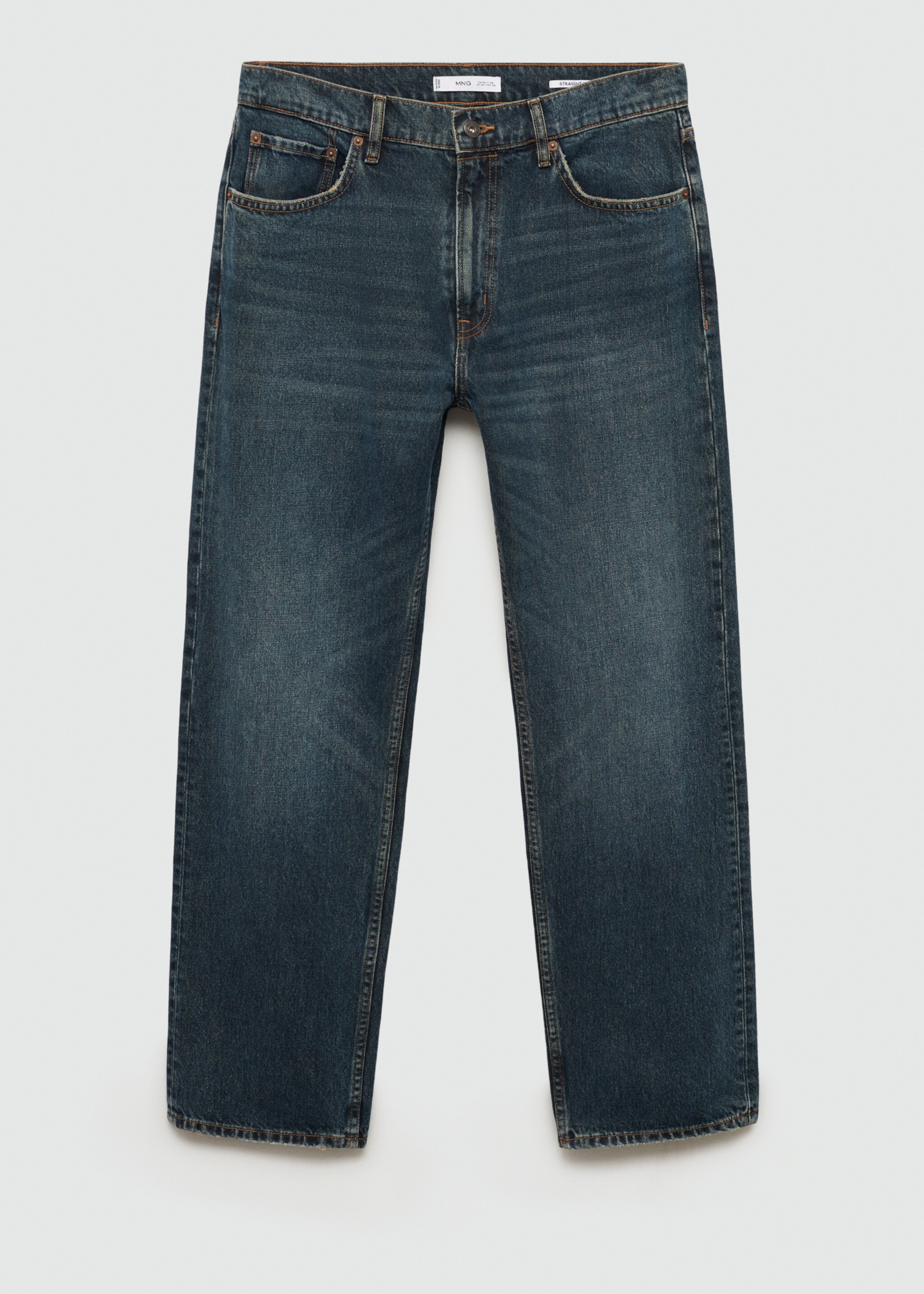 Jeans straight fit lavado oscuro desgastado - Artículo sin modelo