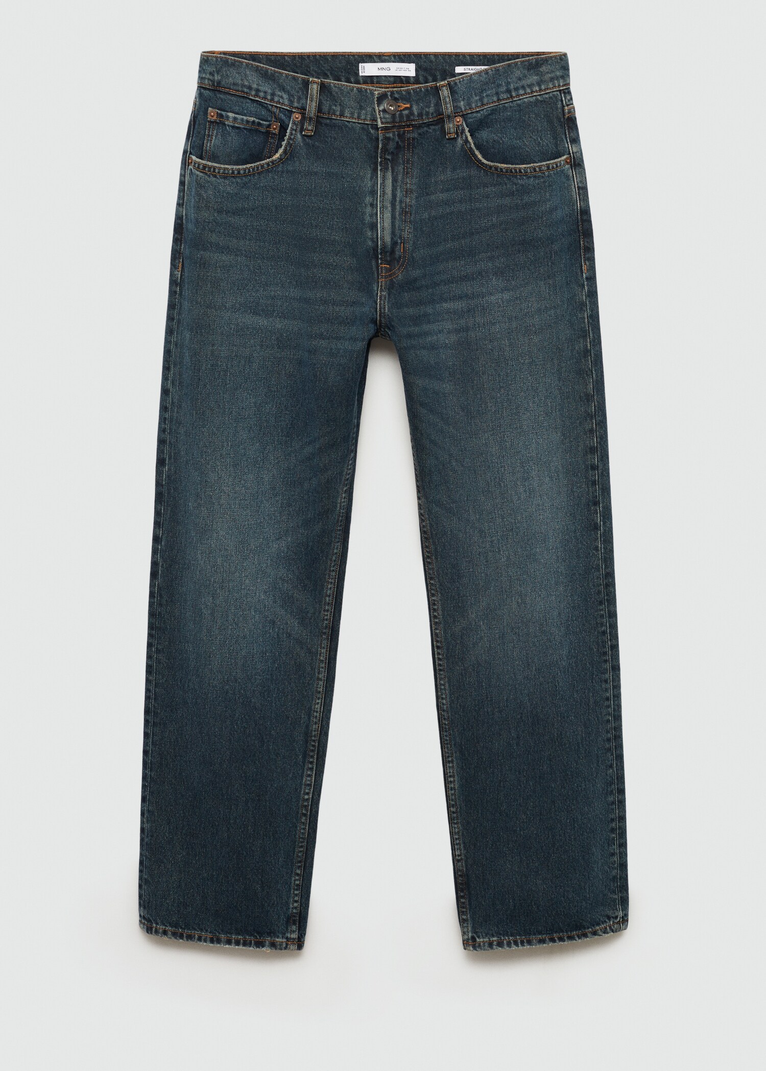 Jeans straight fit lavado oscuro desgastado - Artículo sin modelo