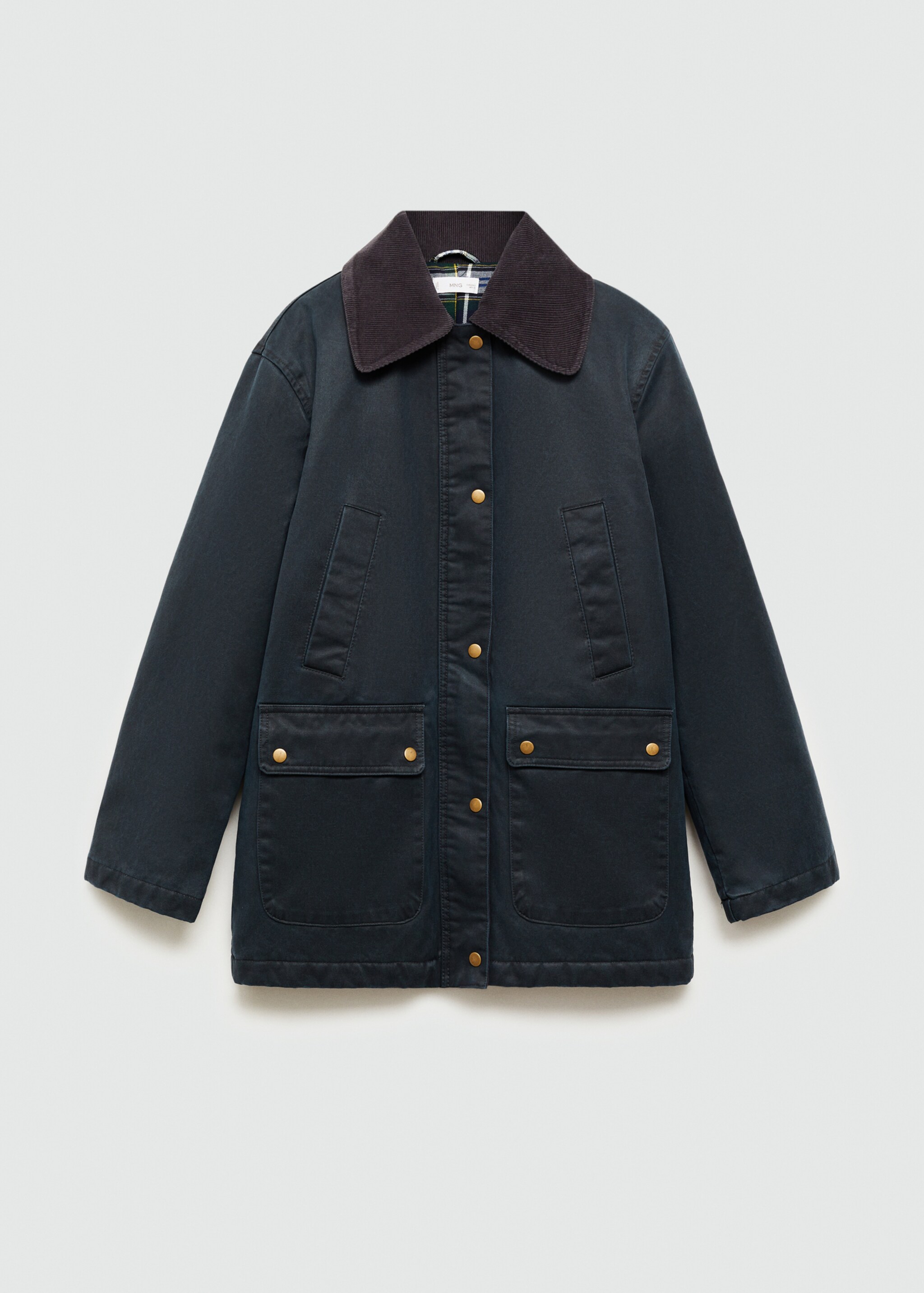 Long waxed-effect parka - Article without model, Dark Navy. Ref: 77065630-00.