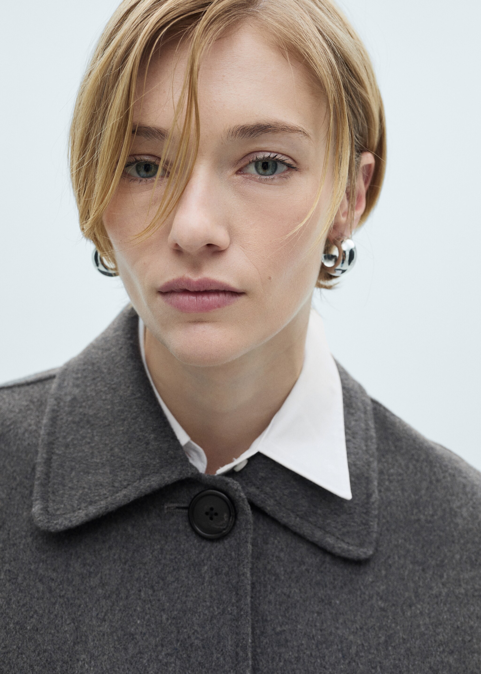 Wool jacket with pockets - Details of the article 1, Grey. Ref: 77065633-00.