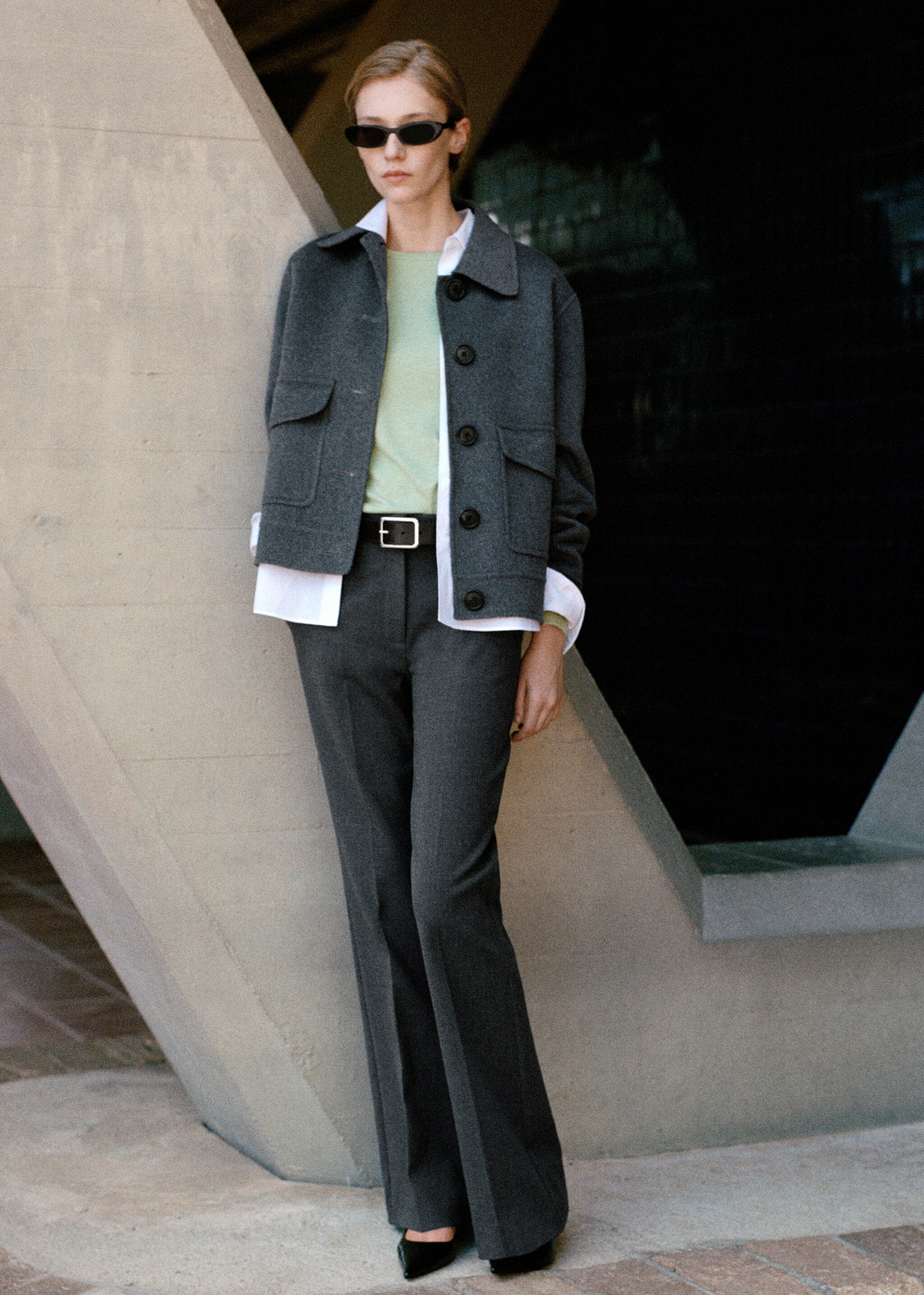 Wool jacket with pockets - Details of the article 7, Grey. Ref: 77065633-00.