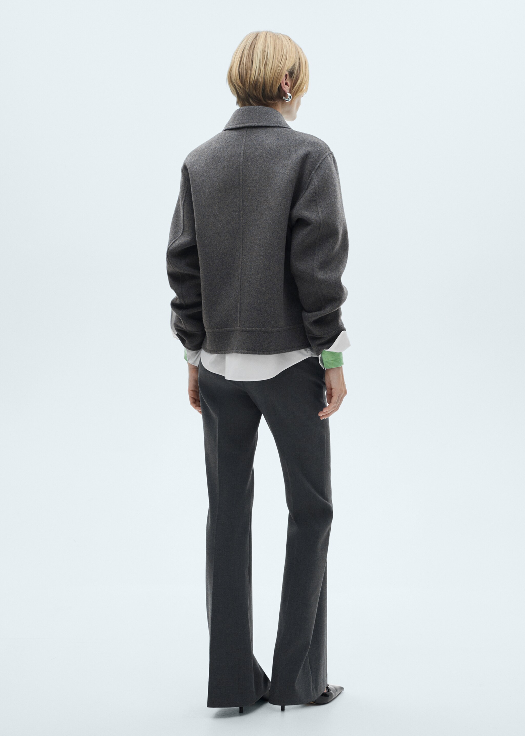 Wool jacket with pockets - Reverse of the article, Grey. Ref: 77065633-00.