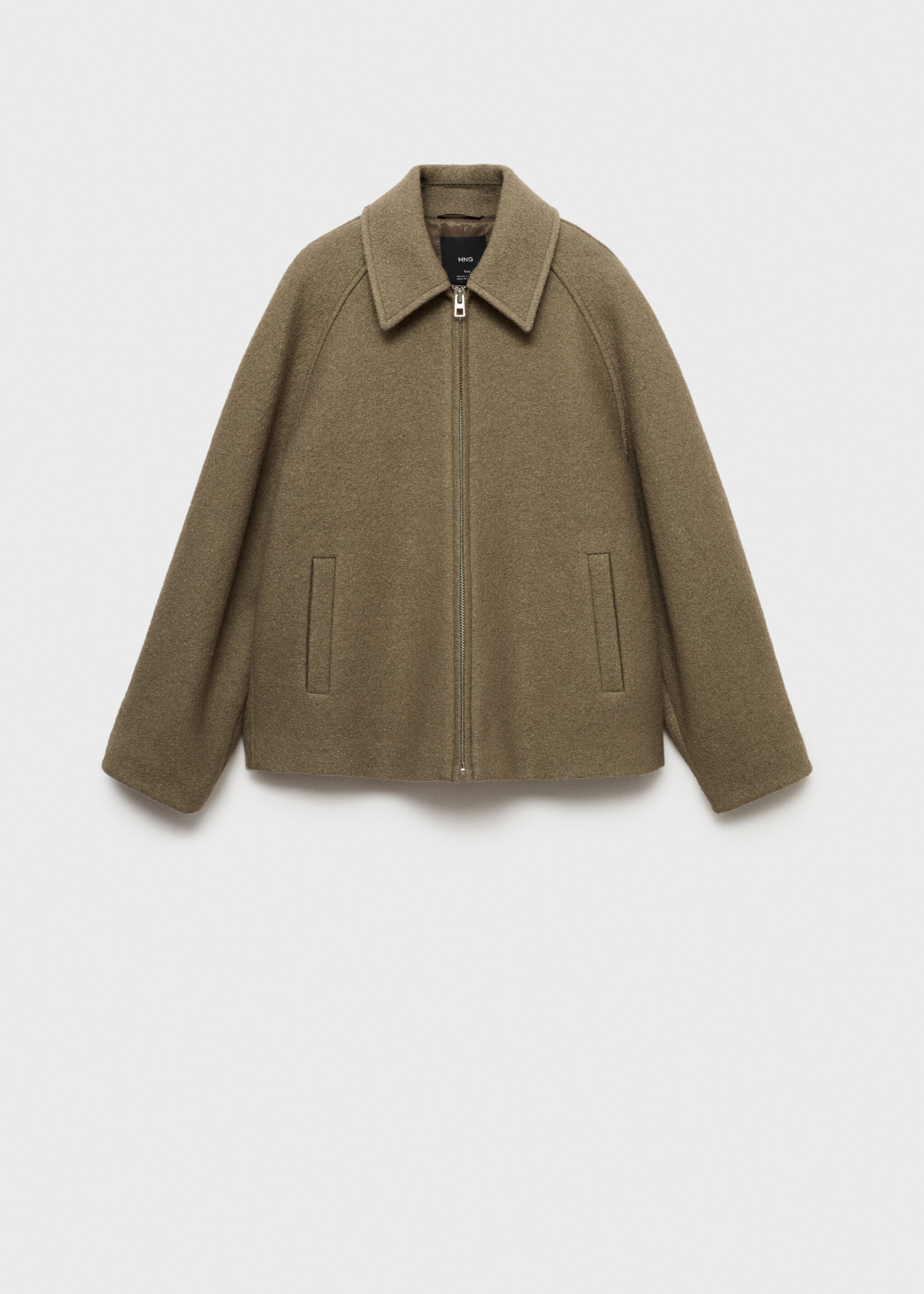 Wool jacket with pockets - Article without model, Khaki. Ref: 77065638-00.