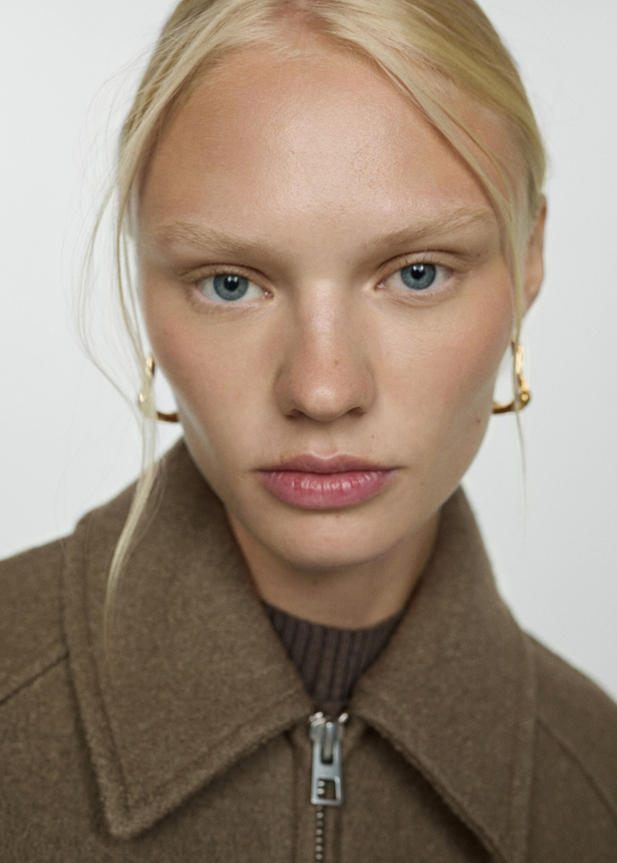 Wool jacket with pockets - Details of the article 1, Khaki. Ref: 77065638-00.