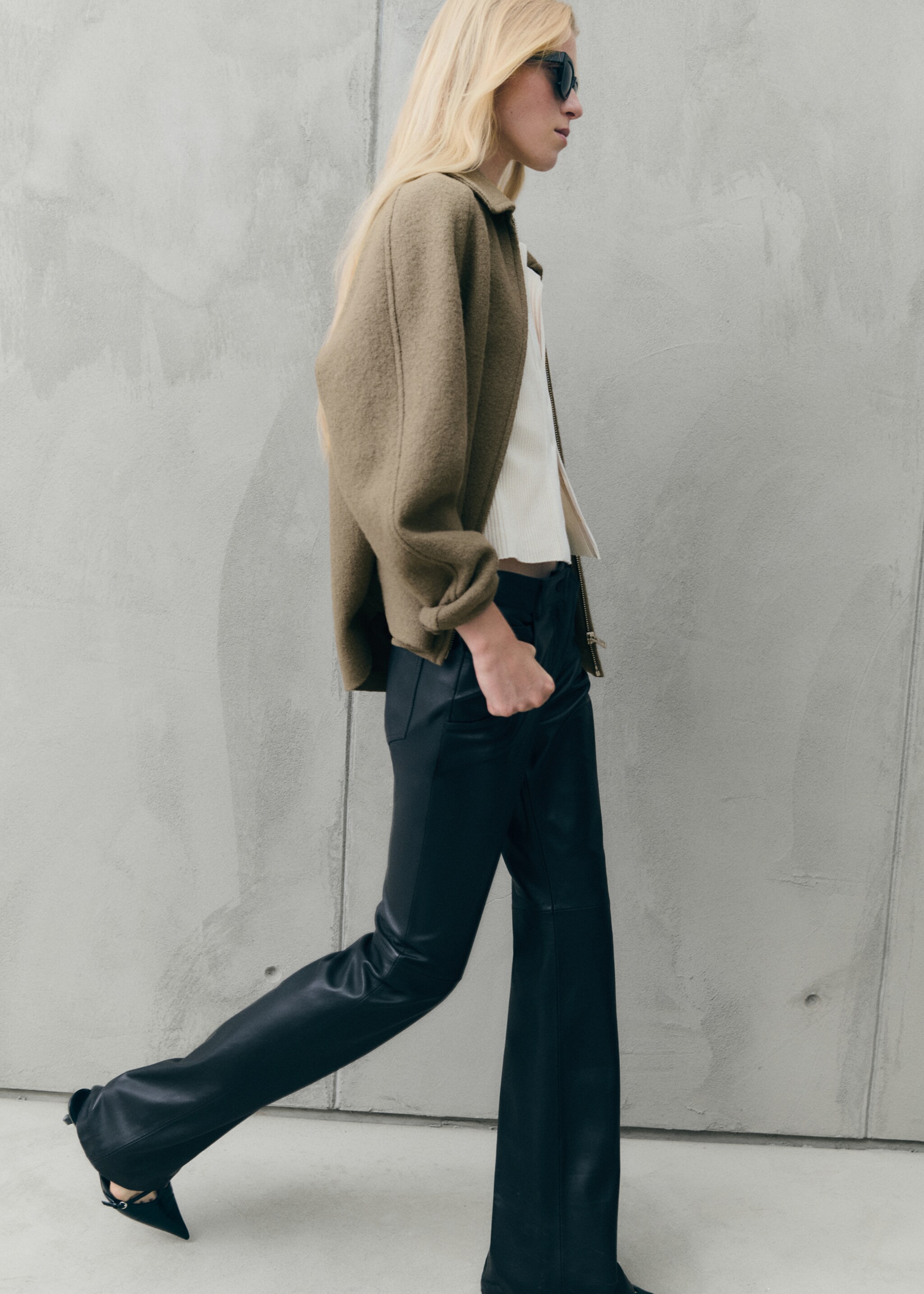 Wool jacket with pockets - Details of the article 6, Khaki. Ref: 77065638-00.