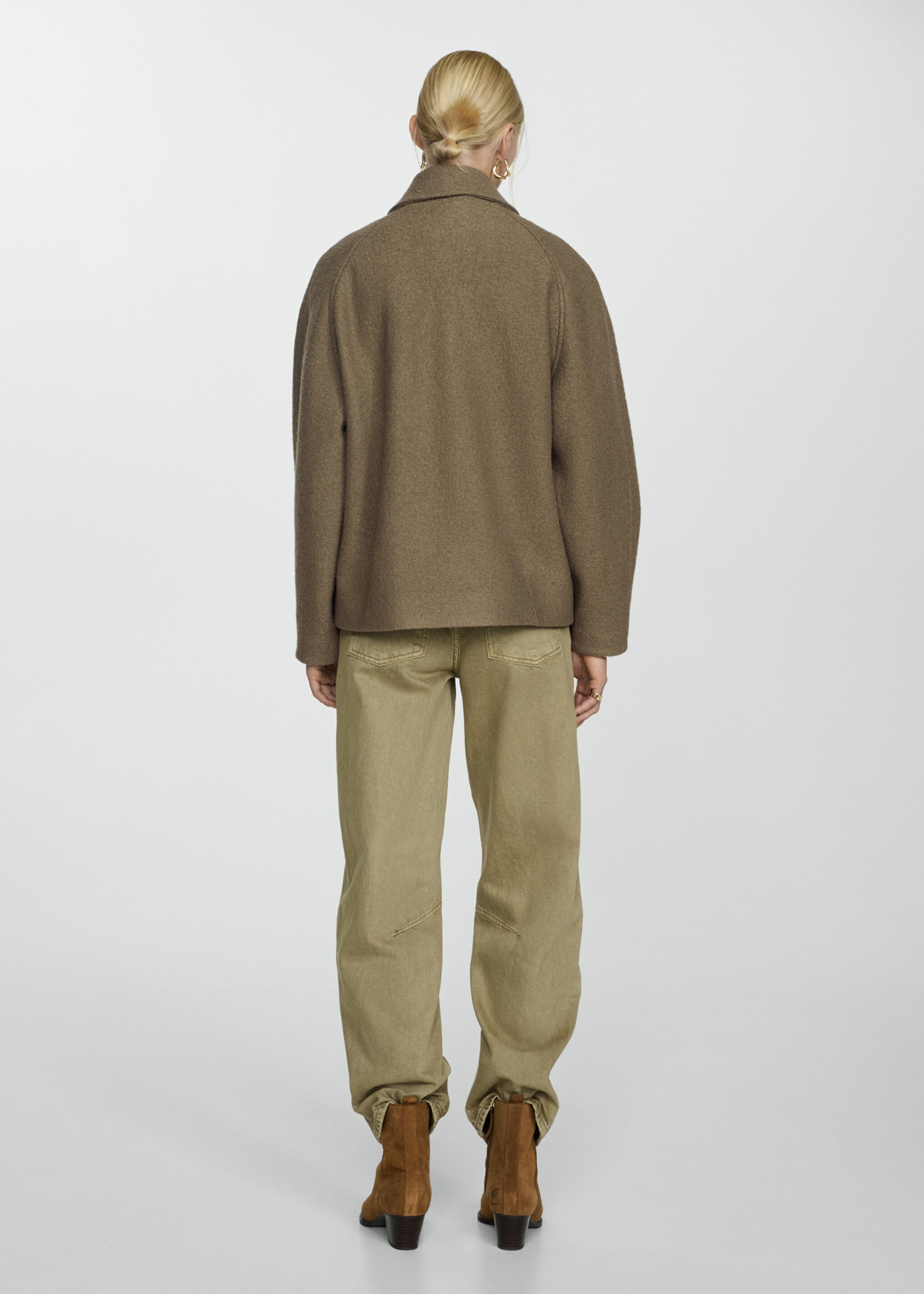 Wool jacket with pockets - Reverse of the article, Khaki. Ref: 77065638-00.