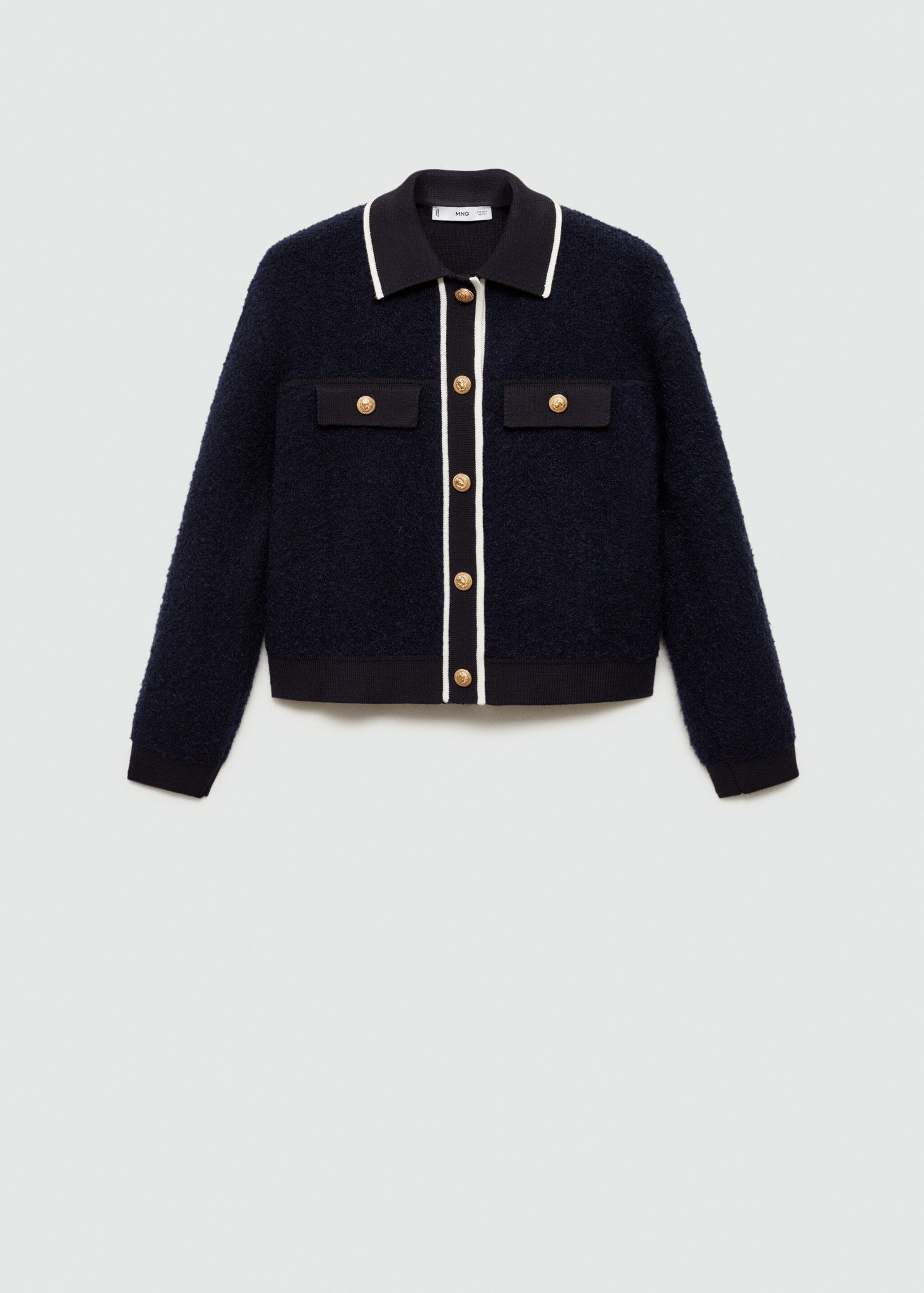 Knitted buttoned jacket - Article without model, Dark Navy. Ref: 77065641-00.
