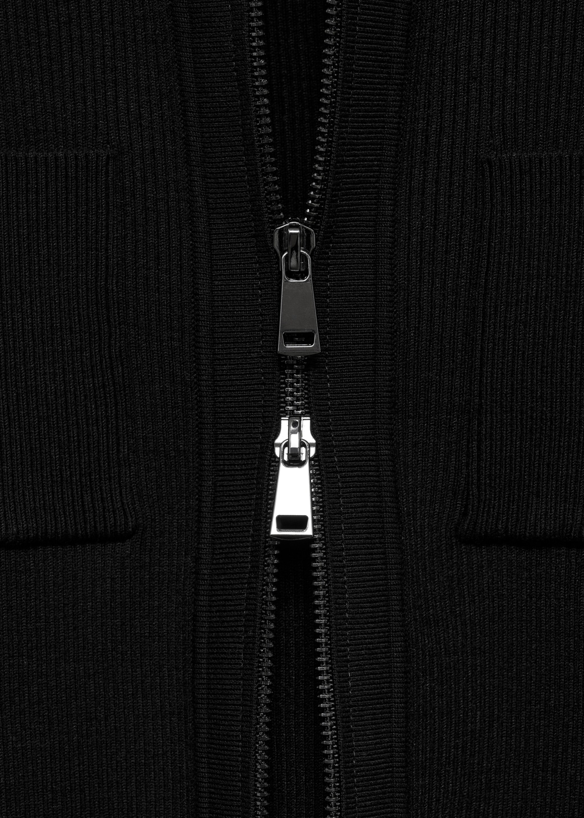 Fine-knit zip-up jacket - Details of the article 0, Black. Ref: 77065642-00.