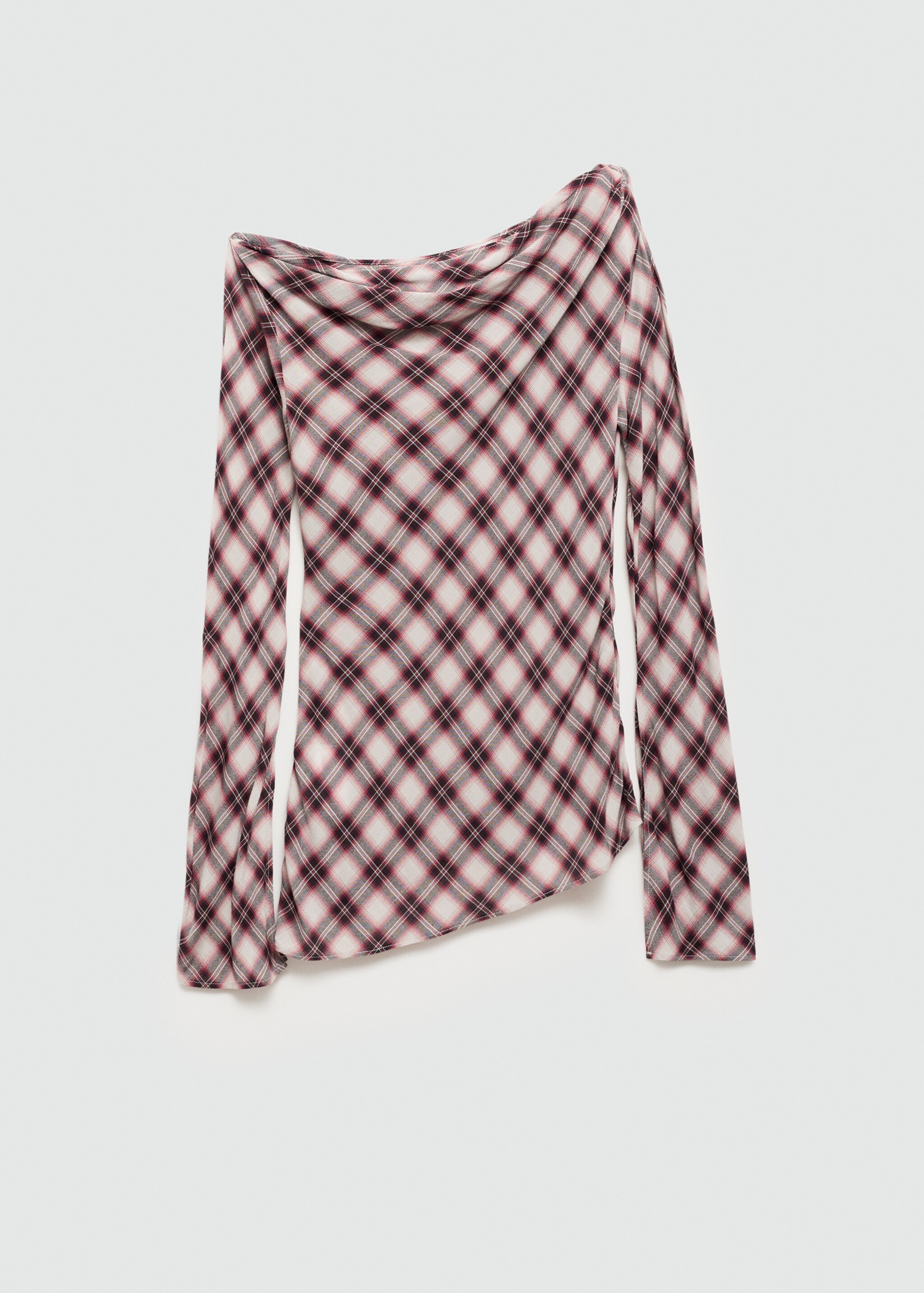 Blusa aos quadrados assimétrica - Artigo sem modelo, Grená. Ref: 77065644-00.