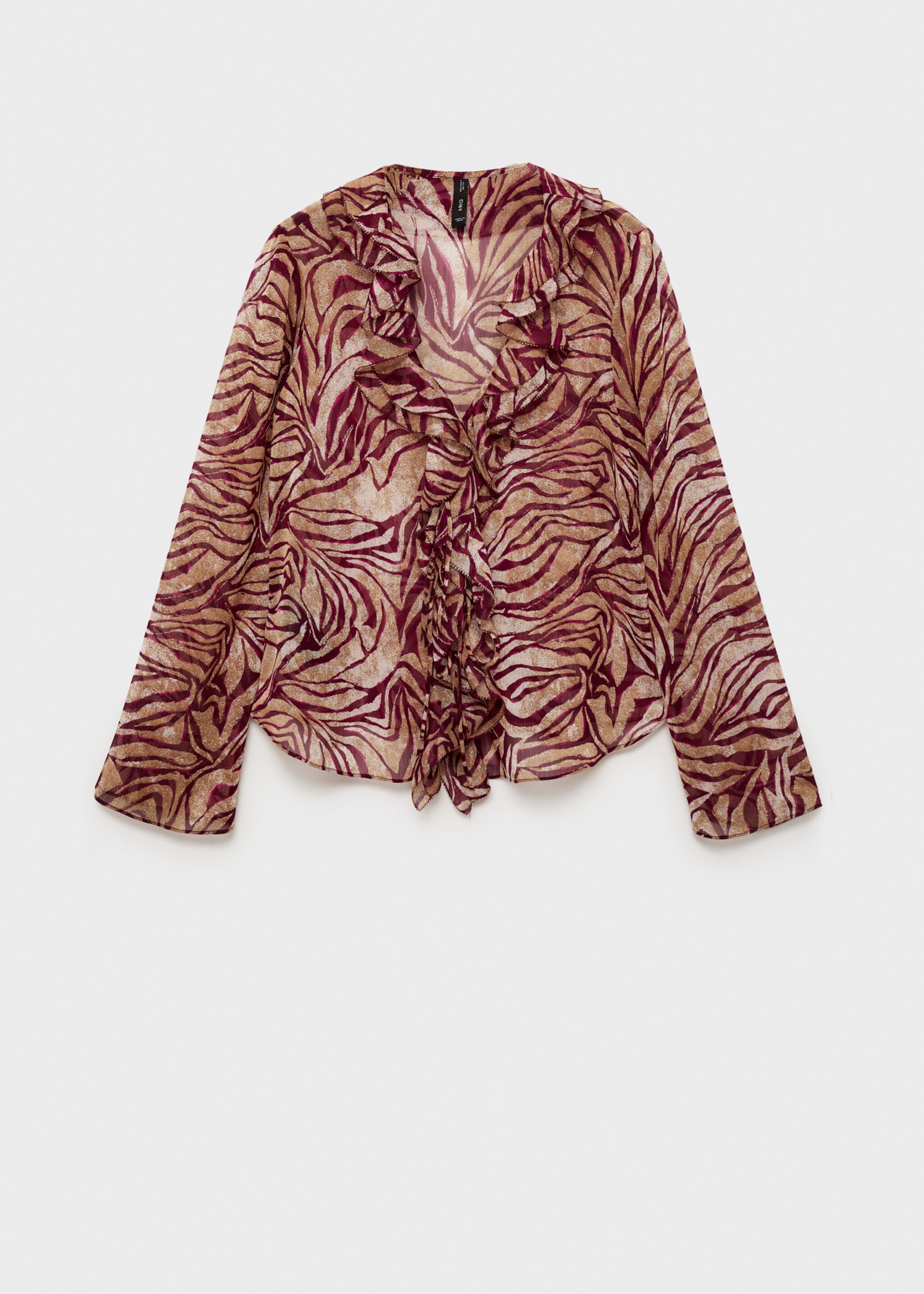 Ruffles printed blouse - Article without model, Maroon. Ref: 77065646-00.