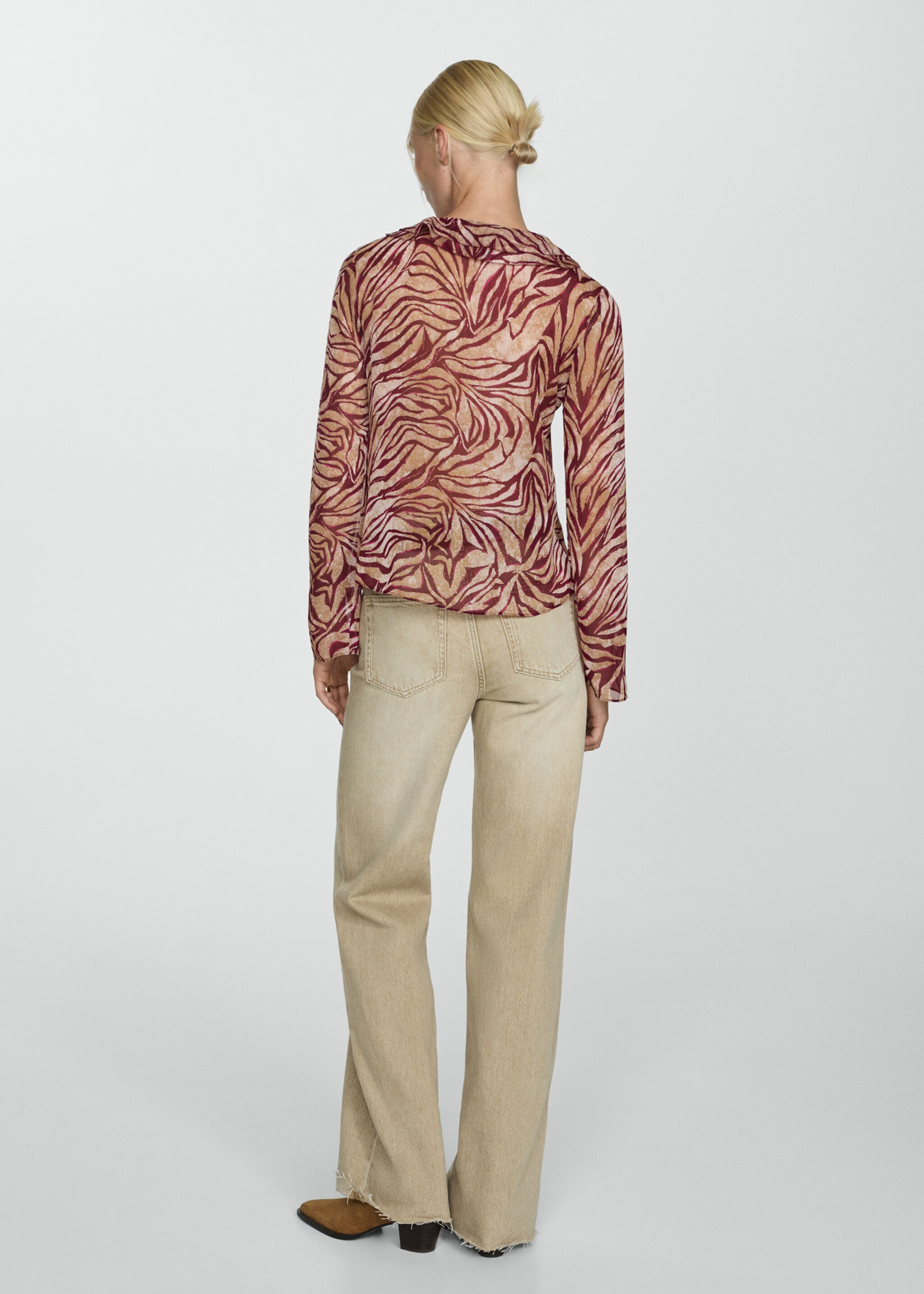 Ruffles printed blouse - Reverse of the article, Maroon. Ref: 77065646-00.