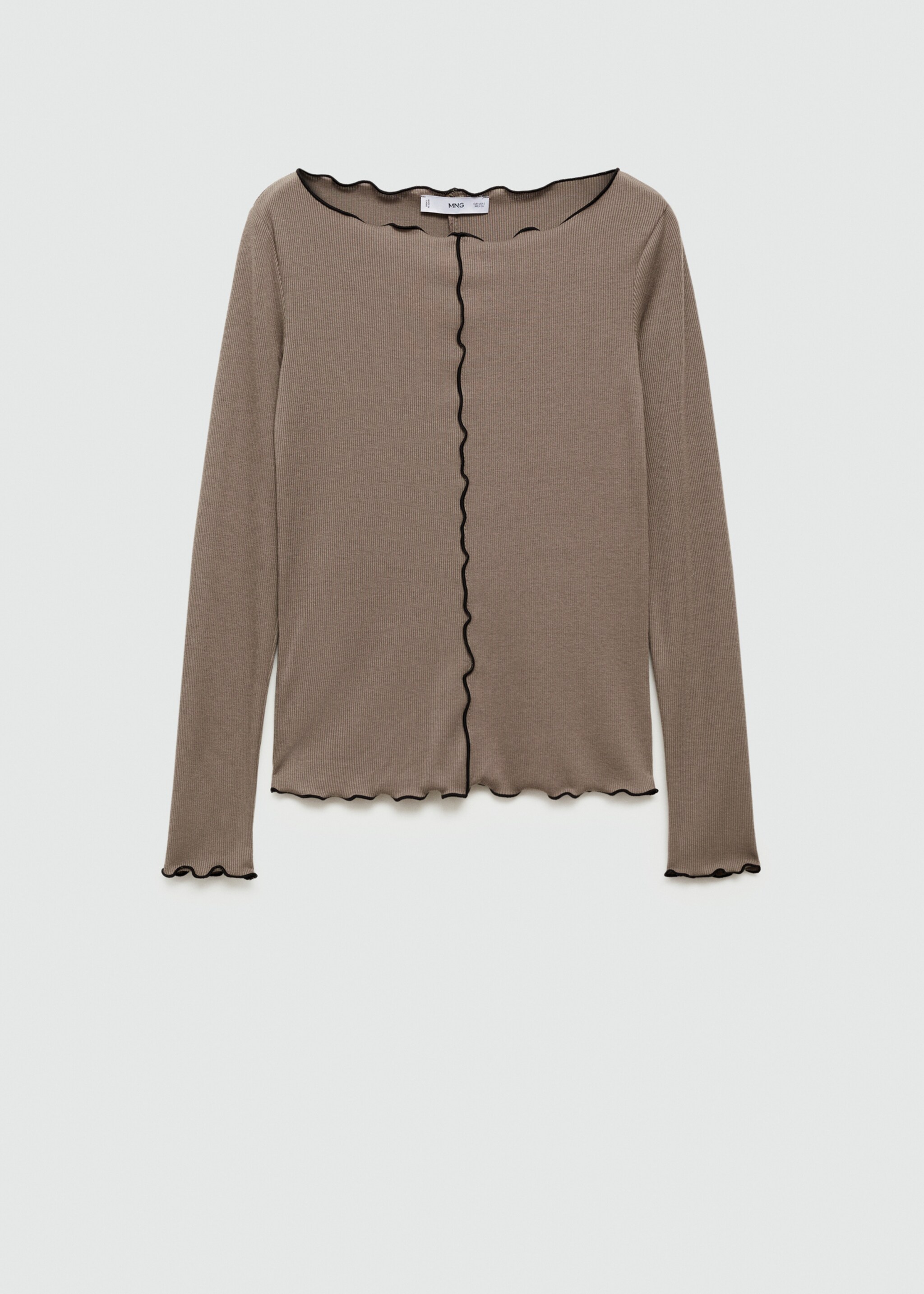 Langarm-T-Shirt mit Ziernähten - Artikel ohne Model, Braun. Ref: 77065647-00.