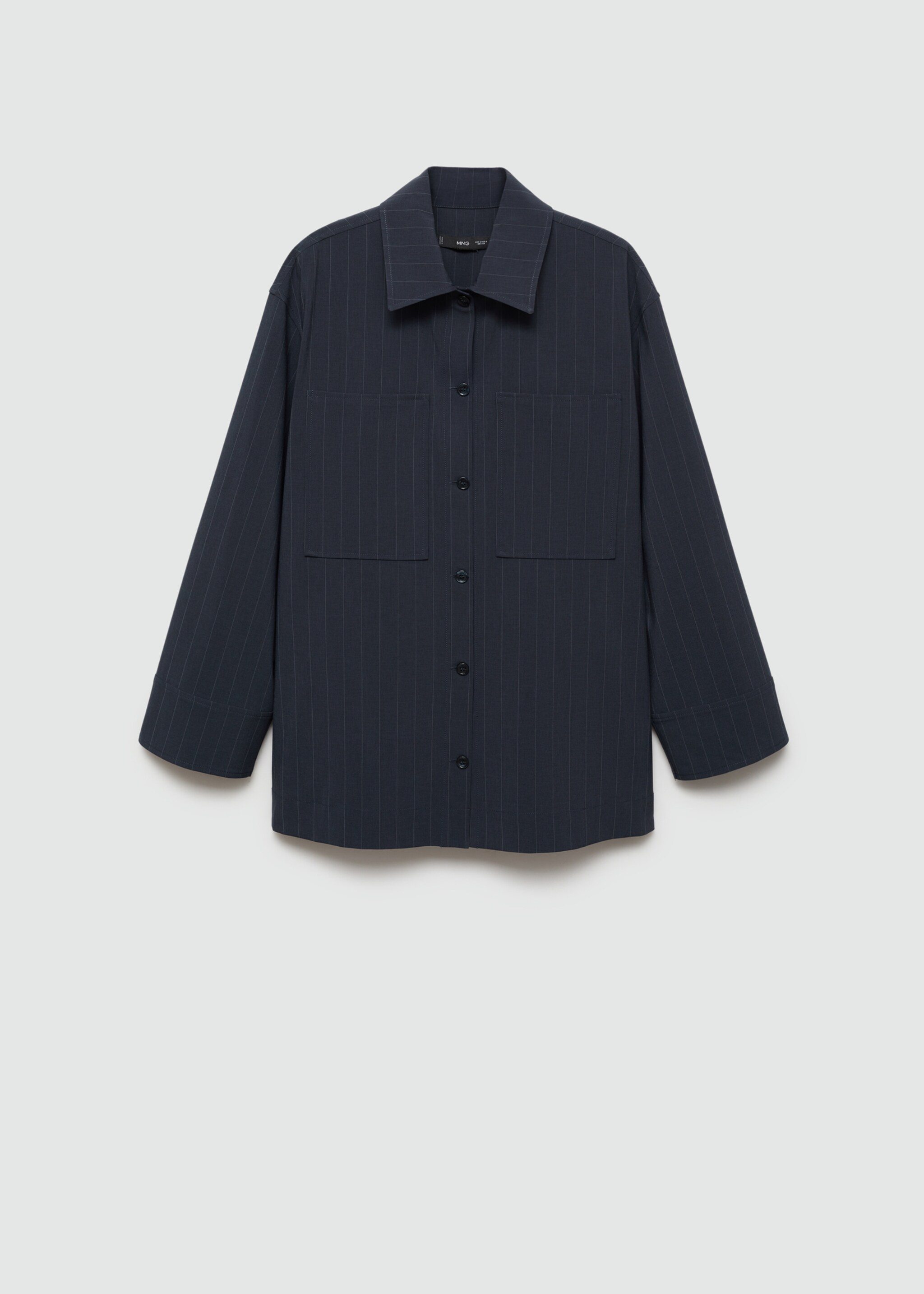 Pinstripe overshirt - Article without model, Dark Navy. Ref: 77065649-00.