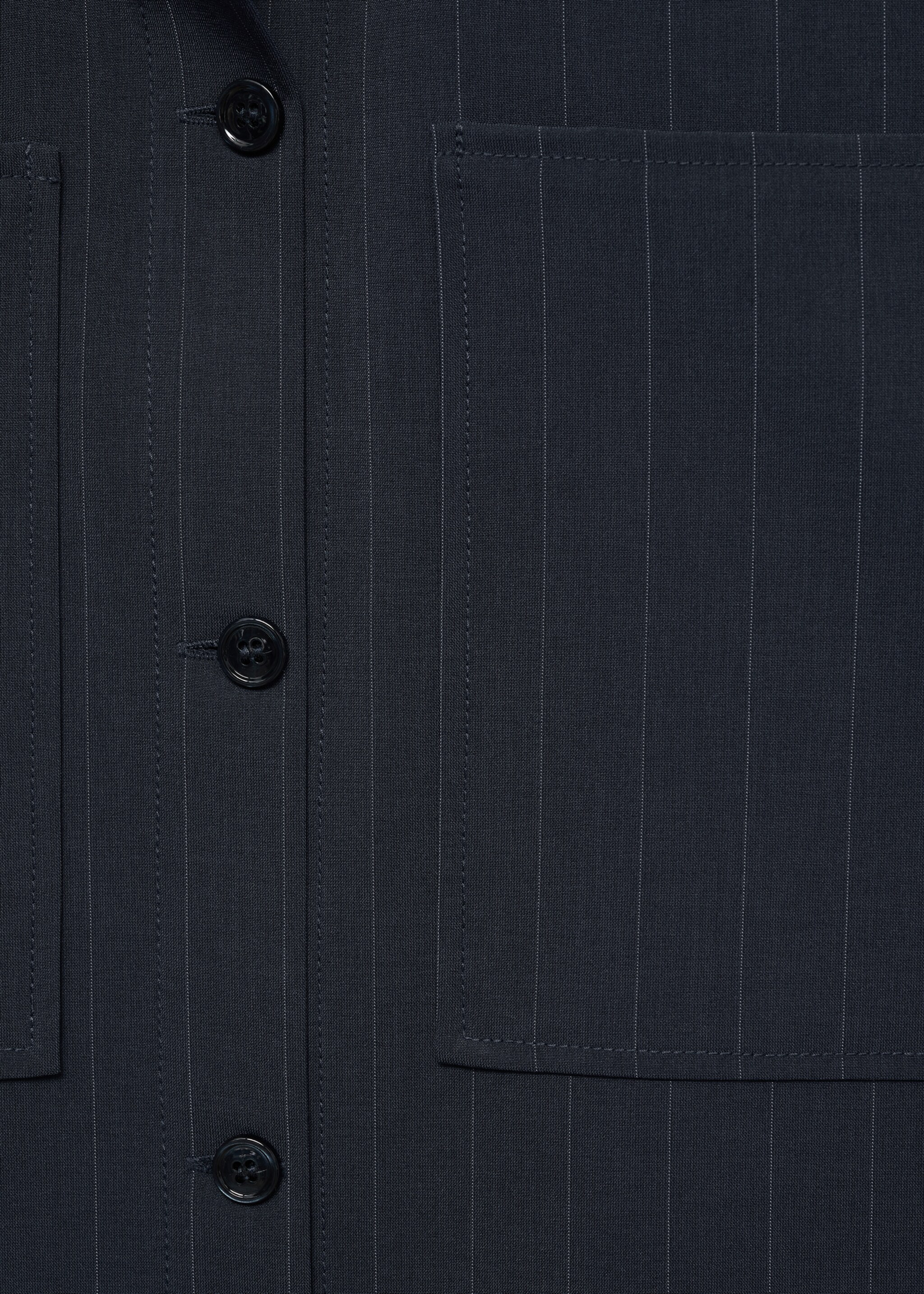 Pinstripe overshirt - Details of the article 0, Dark Navy. Ref: 77065649-00.