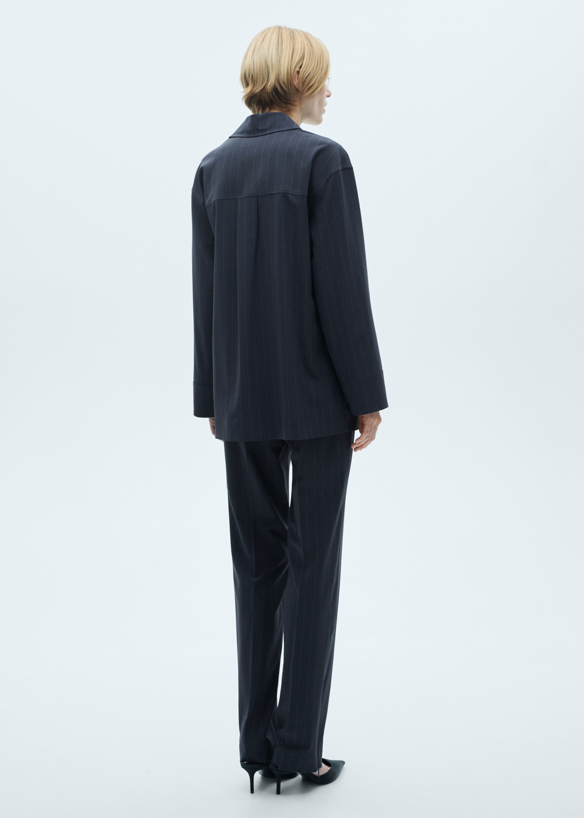 Pinstripe overshirt - Reverse of the article, Dark Navy. Ref: 77065649-00.