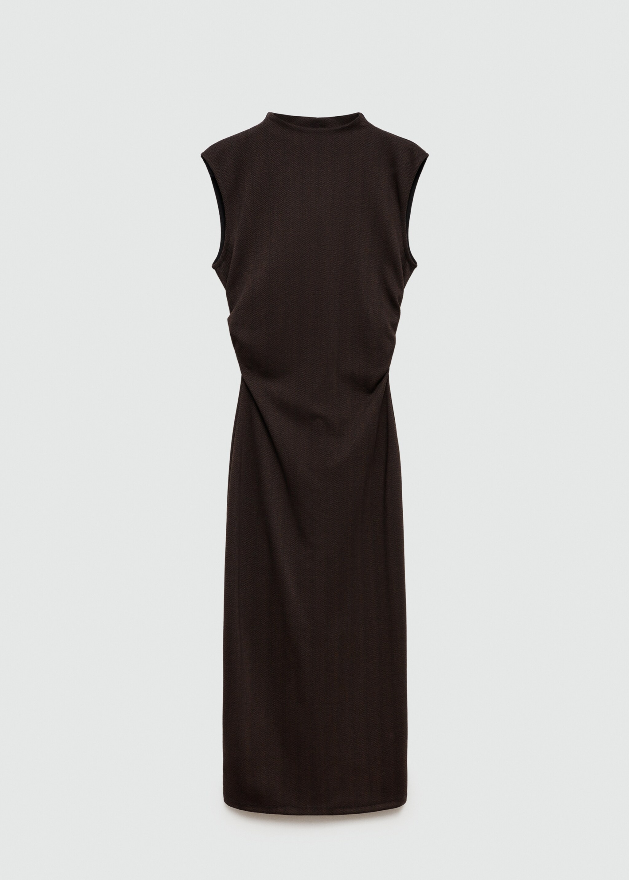 Knitted dress with gathered detail - Article without model, Chocolate. Ref: 77065652-00.