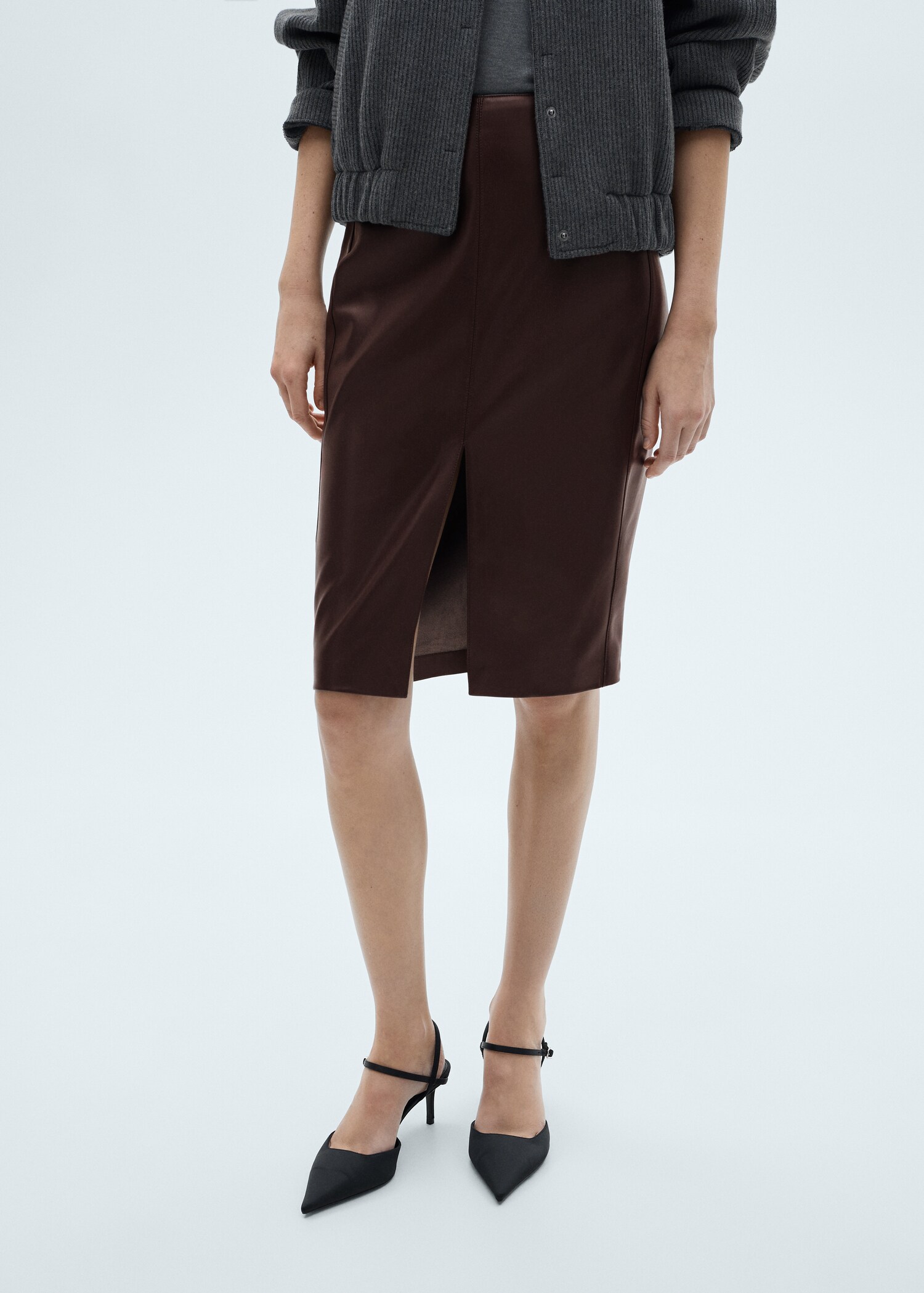 Leather-effect pencil skirt - Medium plane