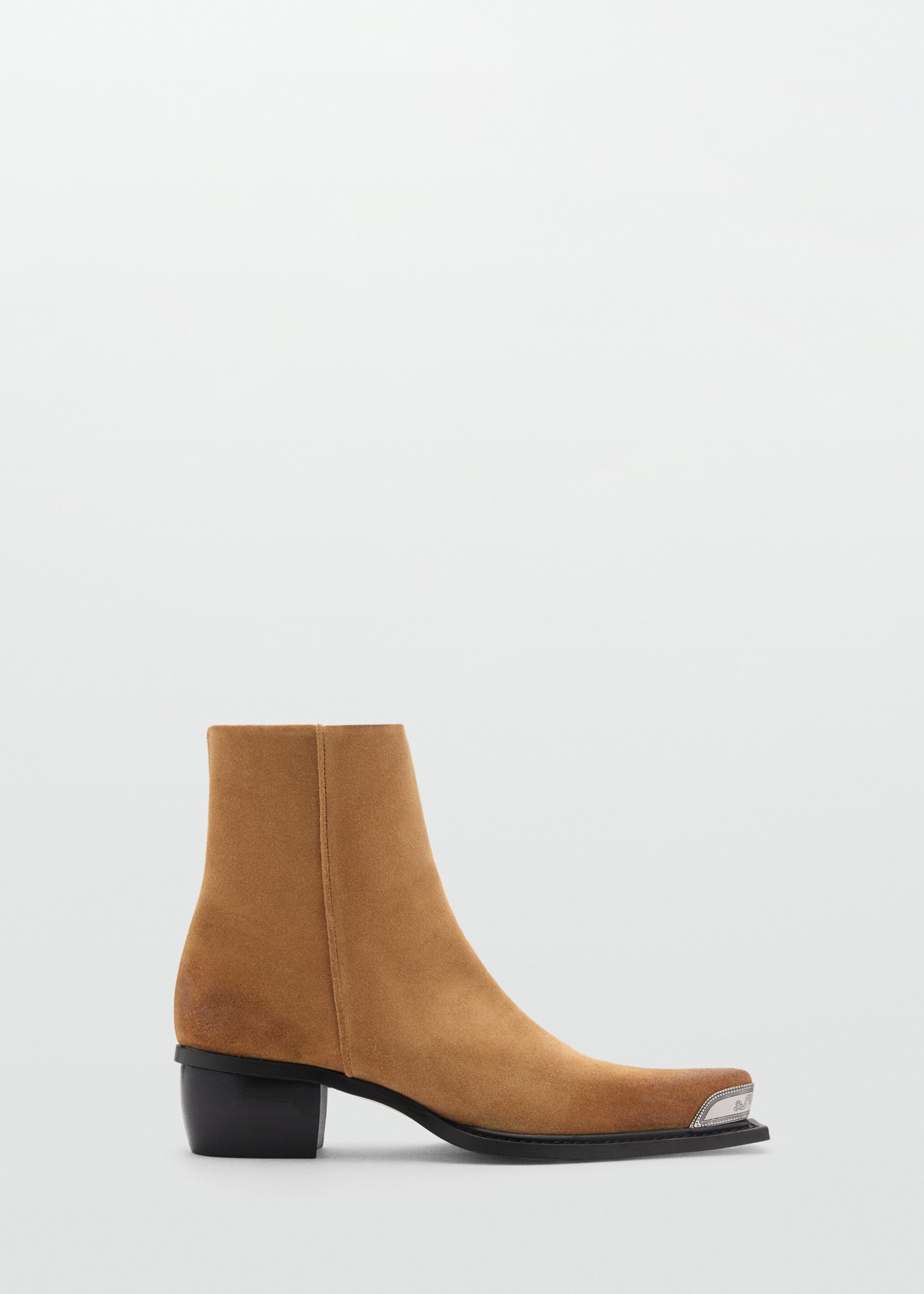 Metallic pointed toe leather ankle boots - Article without model, Tobacco Brown. Ref: 77065666-00.