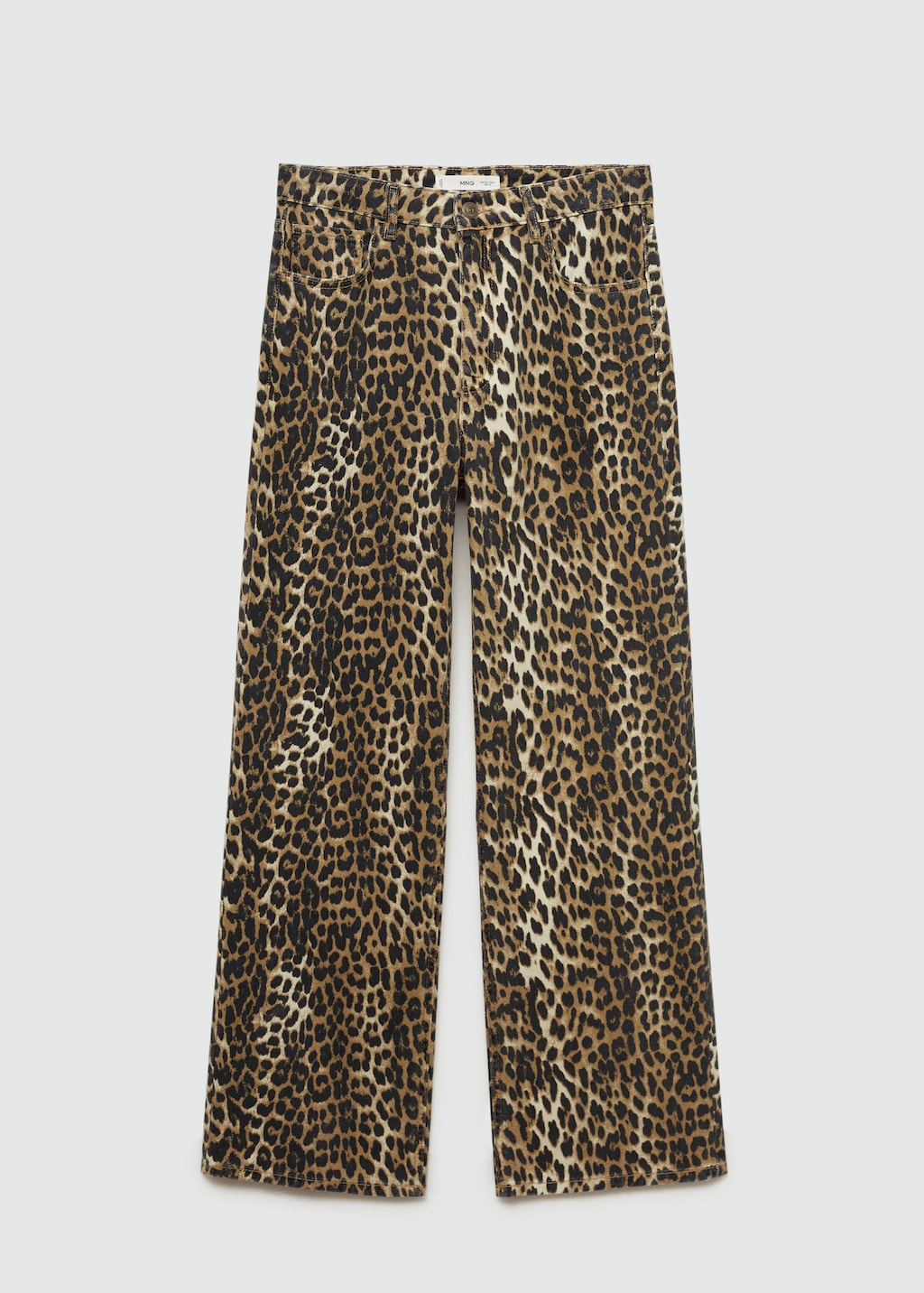 High-waisted straight-fit jeans with leopard print - Women