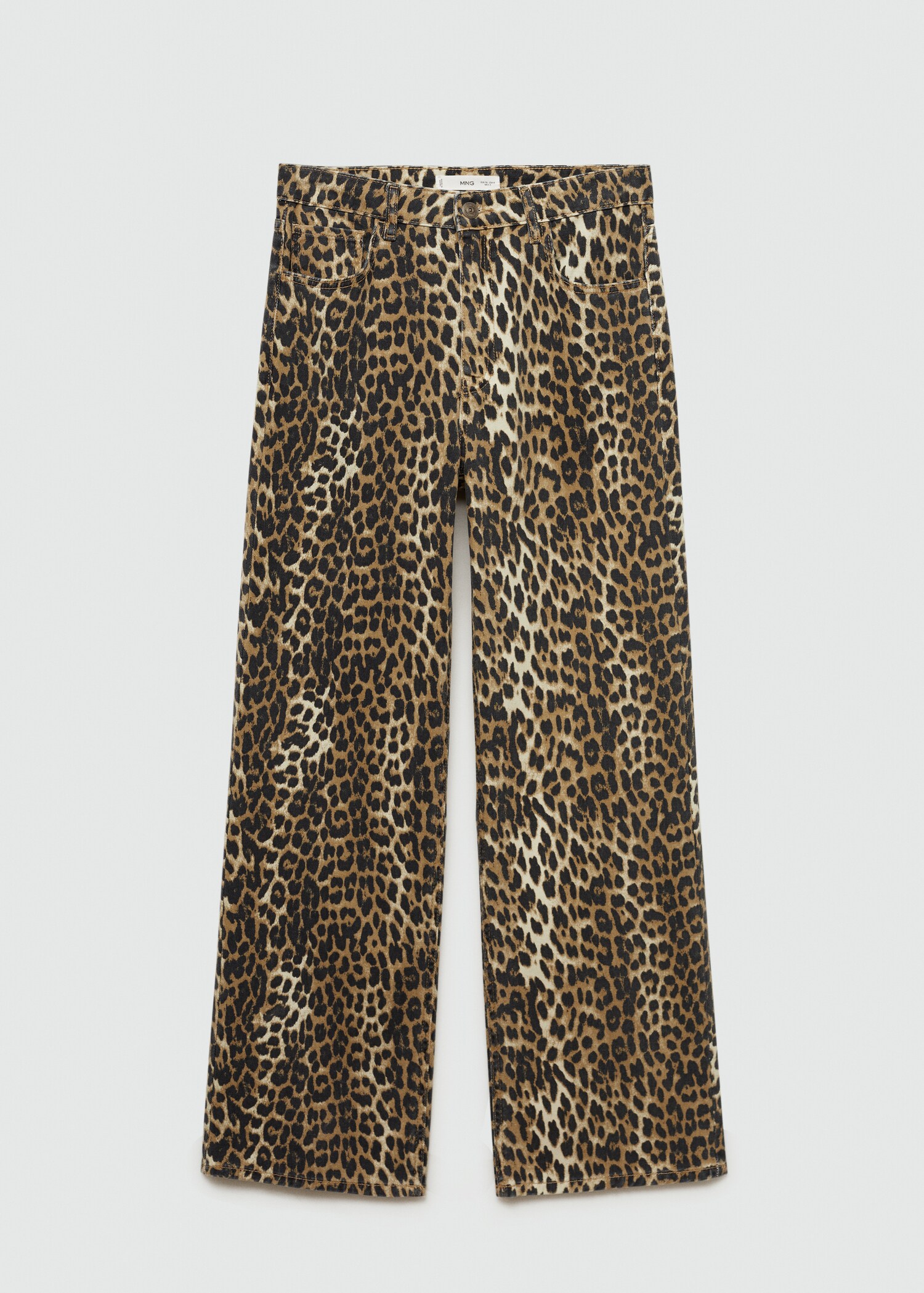 High-waisted straight-fit jeans with leopard print - Article without model