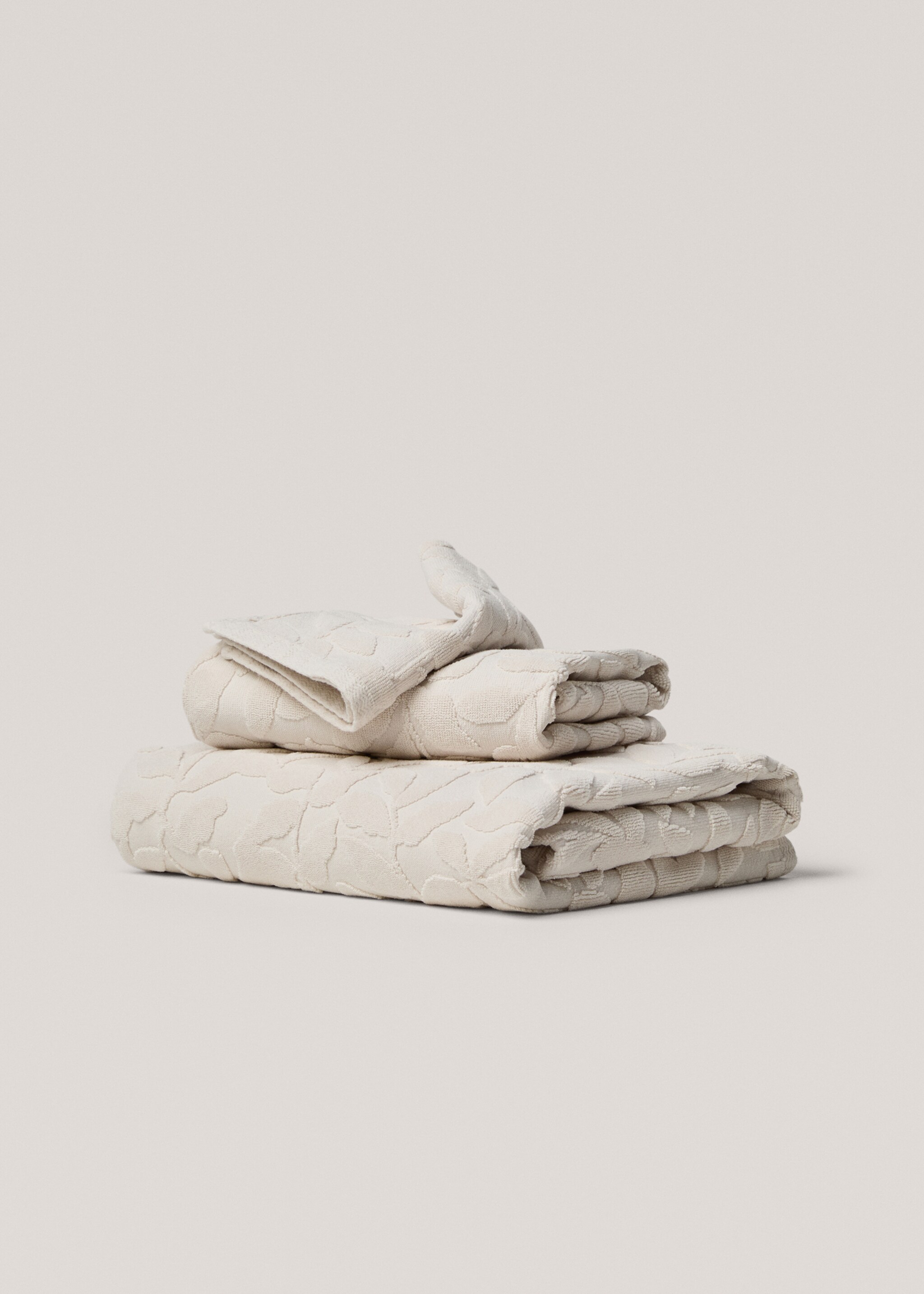 Jacquard floral bath mat 19.7x27.6in - Article without model, Beige. Ref: 77065673-00.