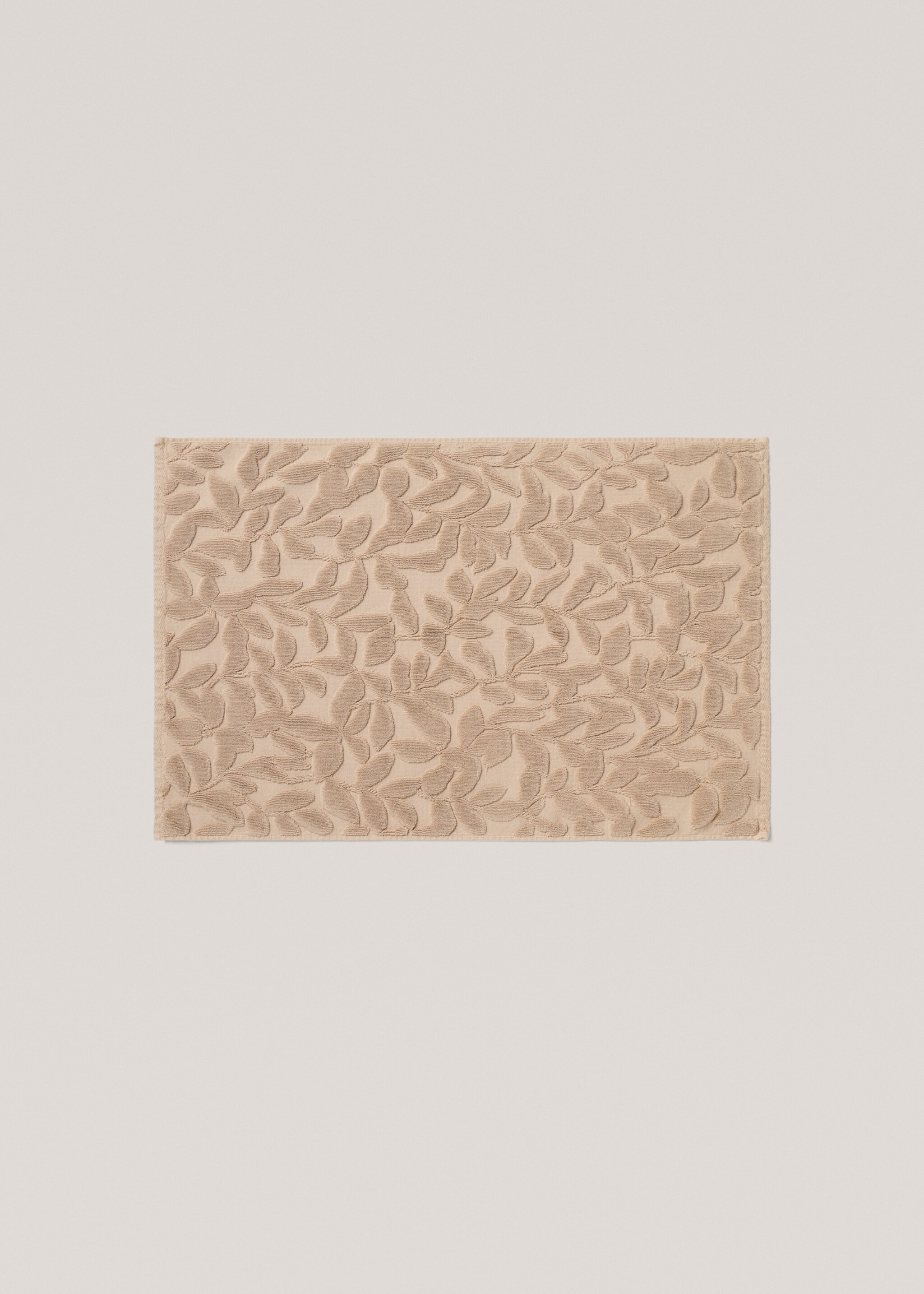 Jacquard floral bath mat 19.7x27.6in - Details of the article 3, Brown. Ref: 77065673-00.