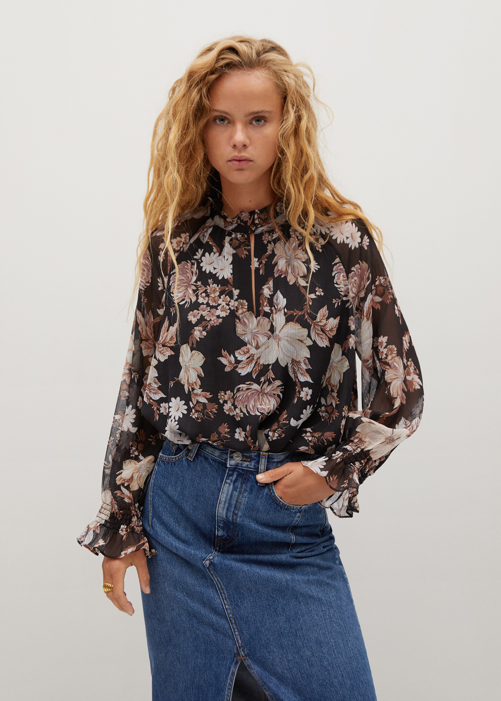 Recycled polyester printed blouse - Medium plane