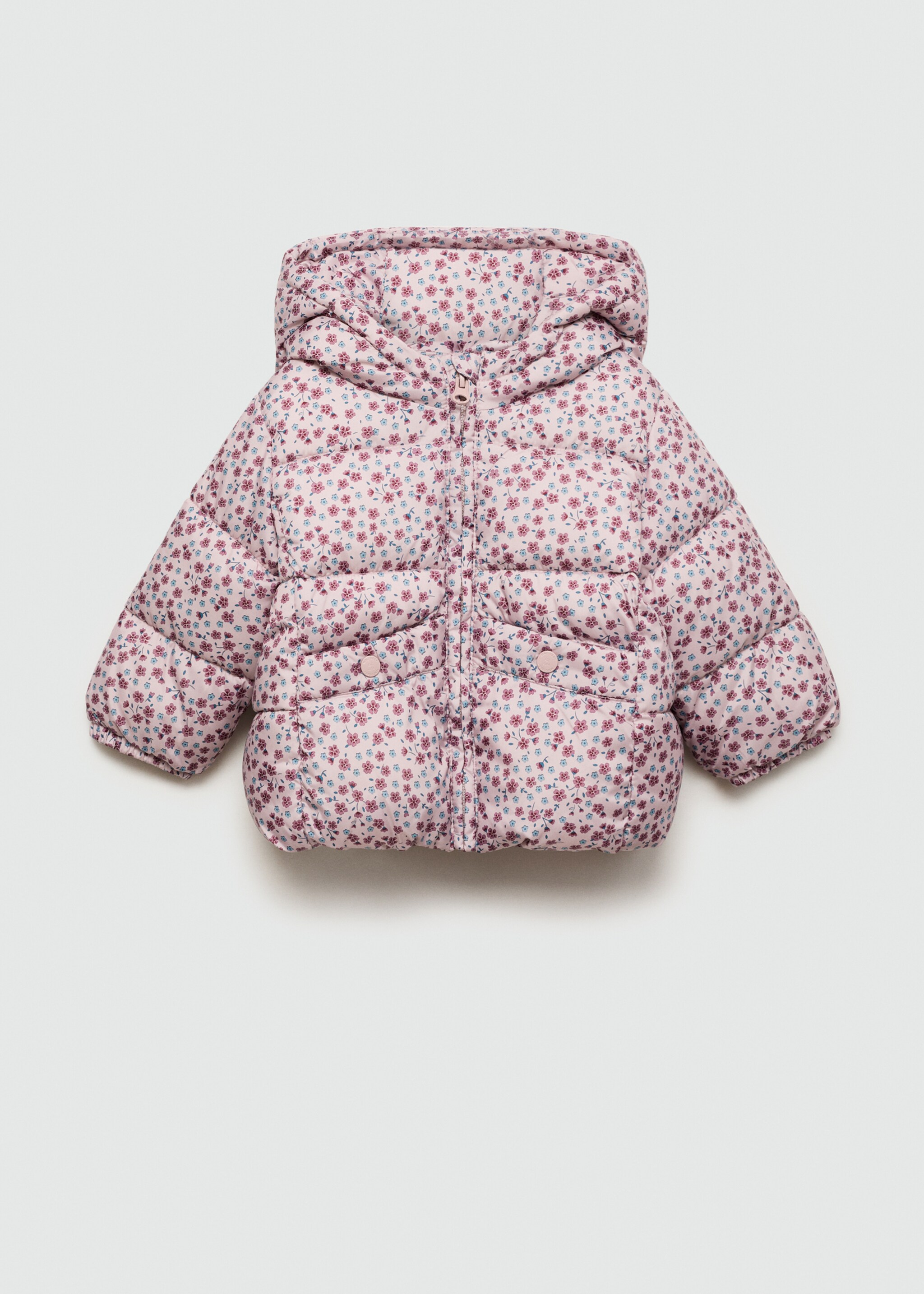 Flowers print quilted anorak - Article without model, Pink. Ref: 77065969-00.