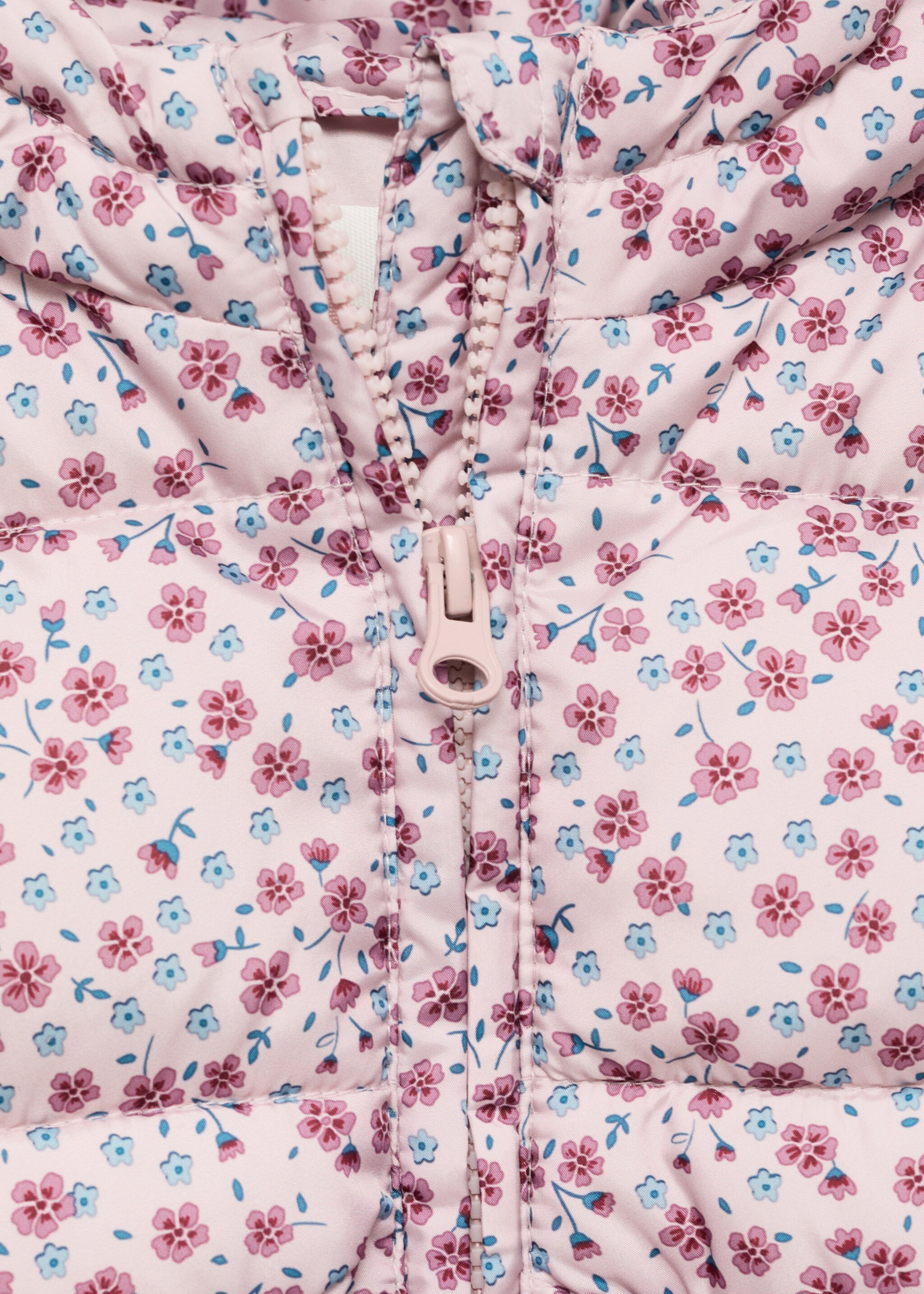 Flowers print quilted anorak - Details of the article 8, Pink. Ref: 77065969-00.