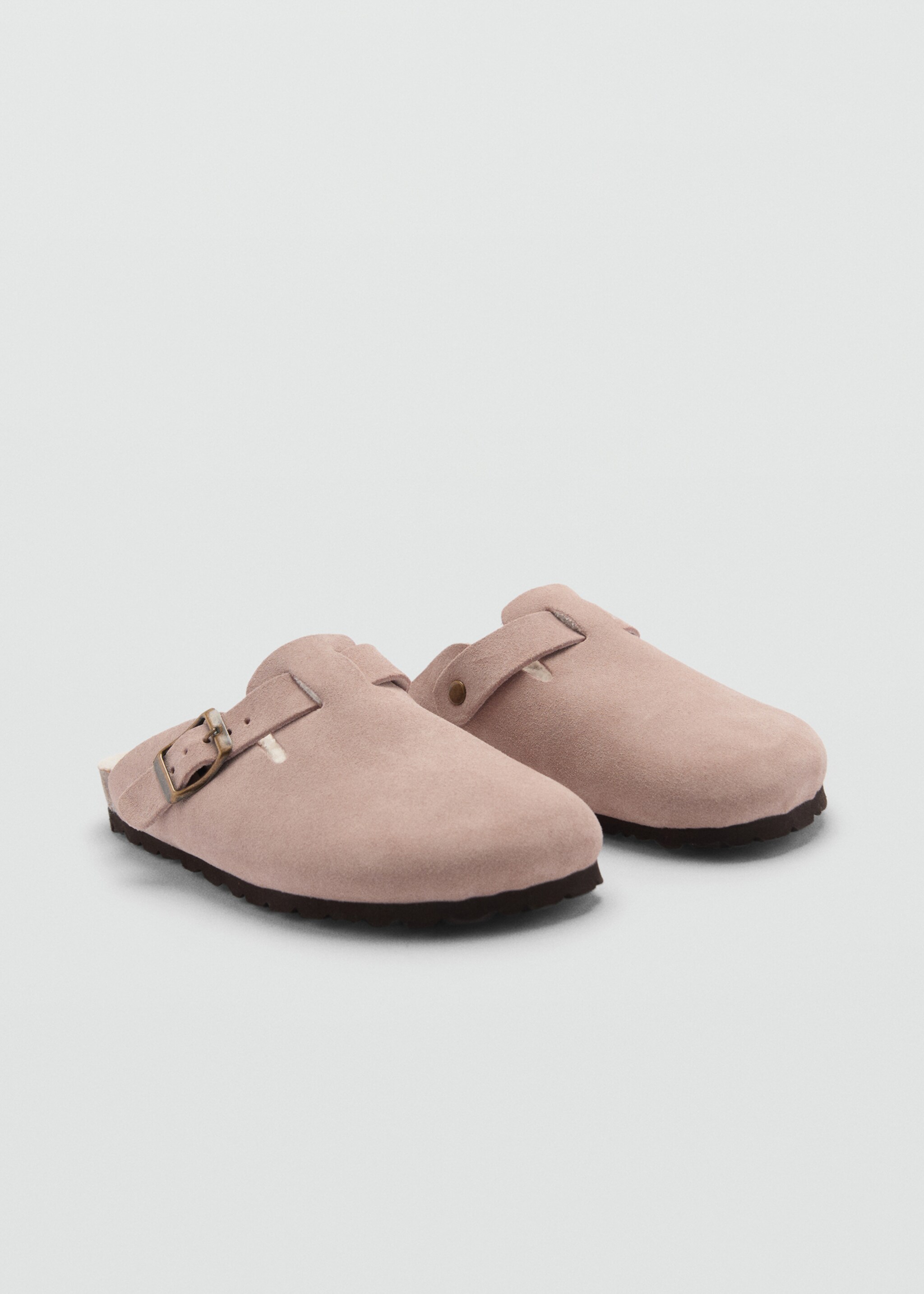 Sheepskin clogs with fur-effect lining - Medium plane, Pale Pink. Ref: 77065971-00.
