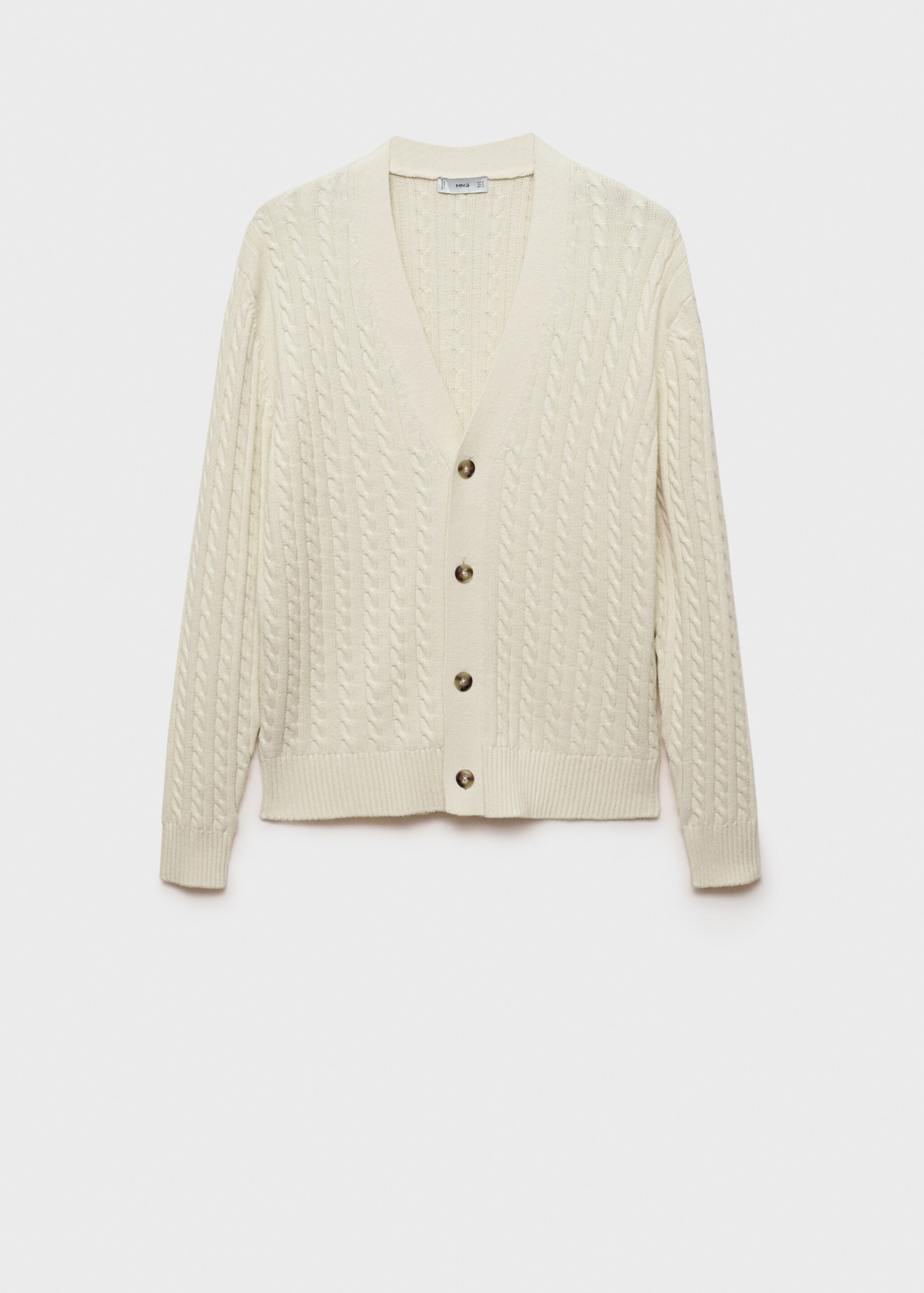 Cardigan maglia spessa trecce bottoni - Articolo senza modello, Bianco sporco. Ref: 77065973-00.