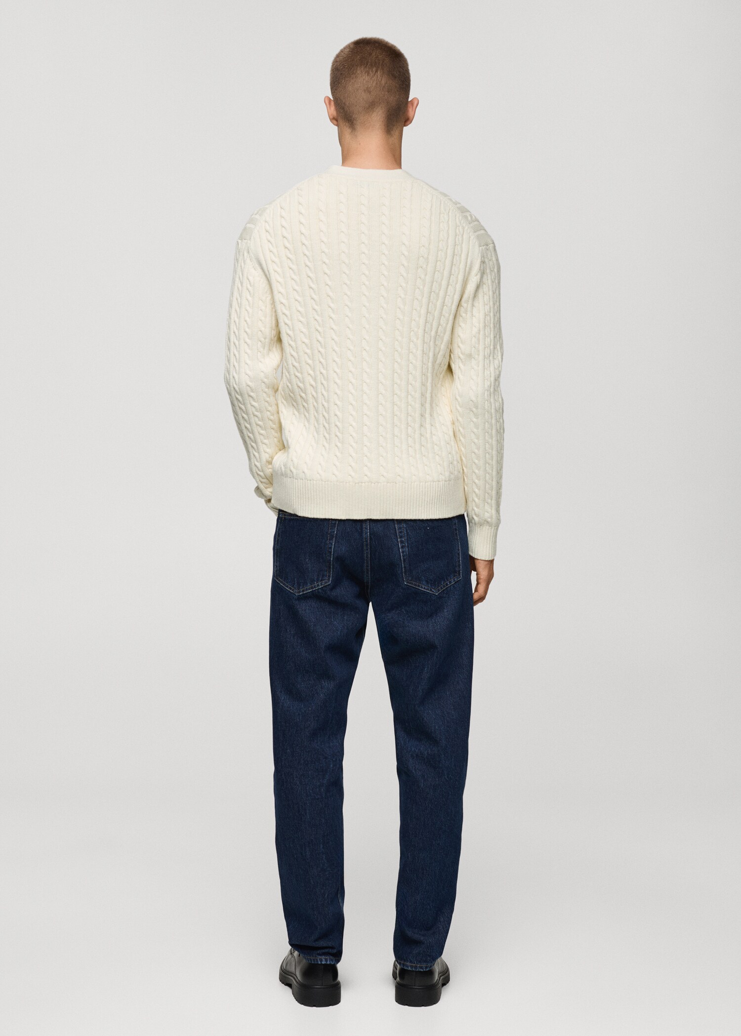 Cardigan maglia spessa trecce bottoni - Retro dell'articolo