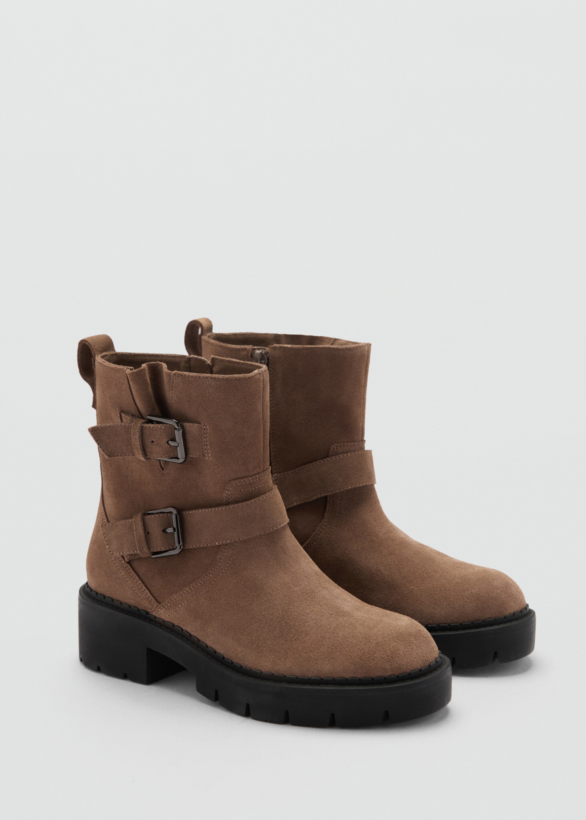 Buckle leather ankle boots - Medium plane, Chocolate. Ref: 77065974-00.